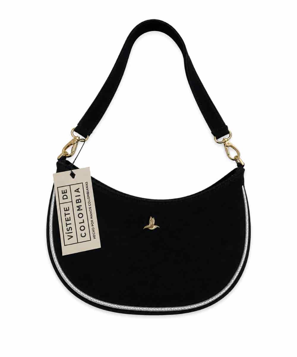 Bolso Hobo Negro Eclipse en Cuero Ante - miniatura 3
