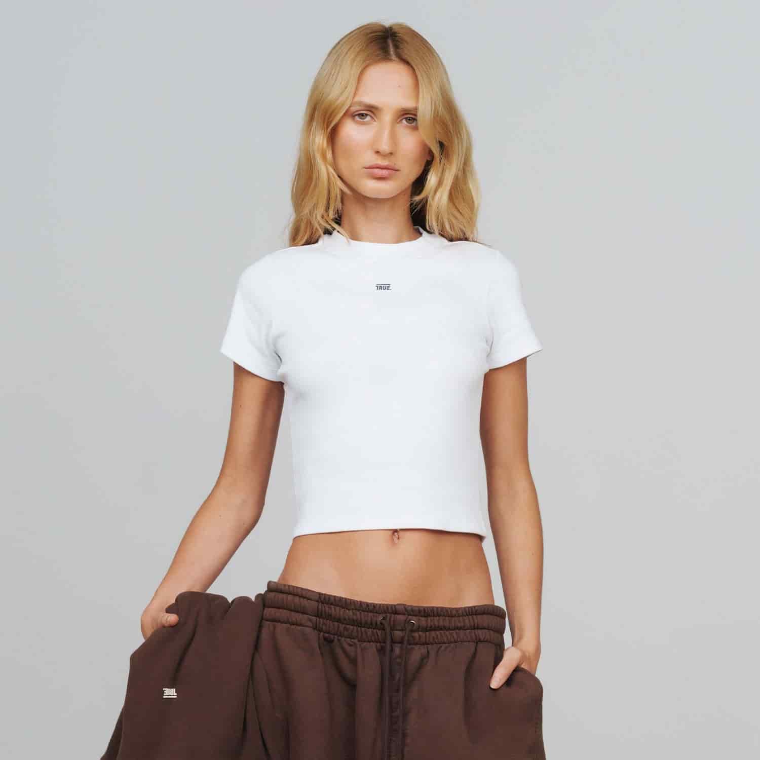 Slim Ribbed Fitted Tee - White - miniatura 2