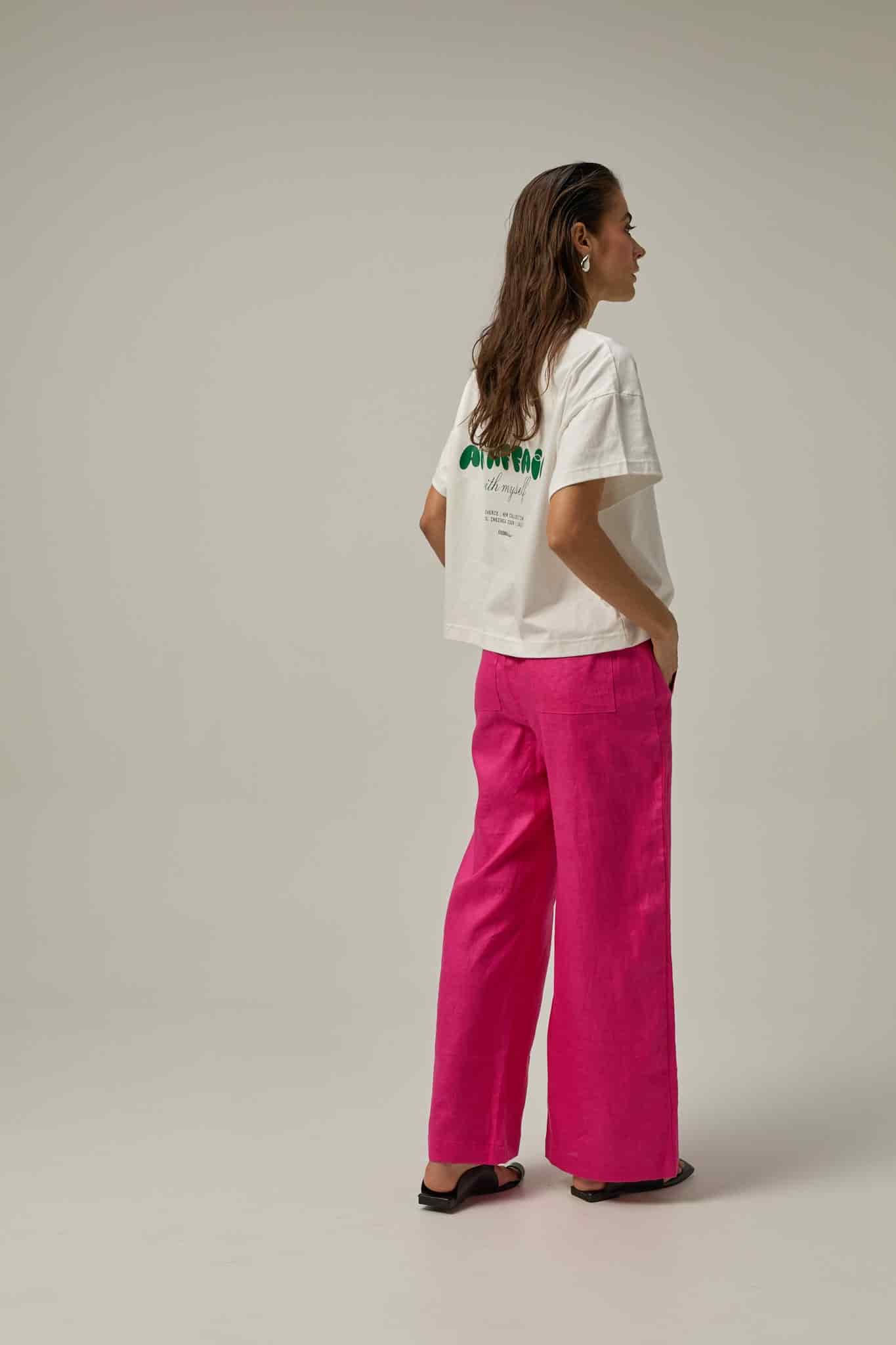 Pantalón Serre de lino | rosado Hot Pink - miniatura 3
