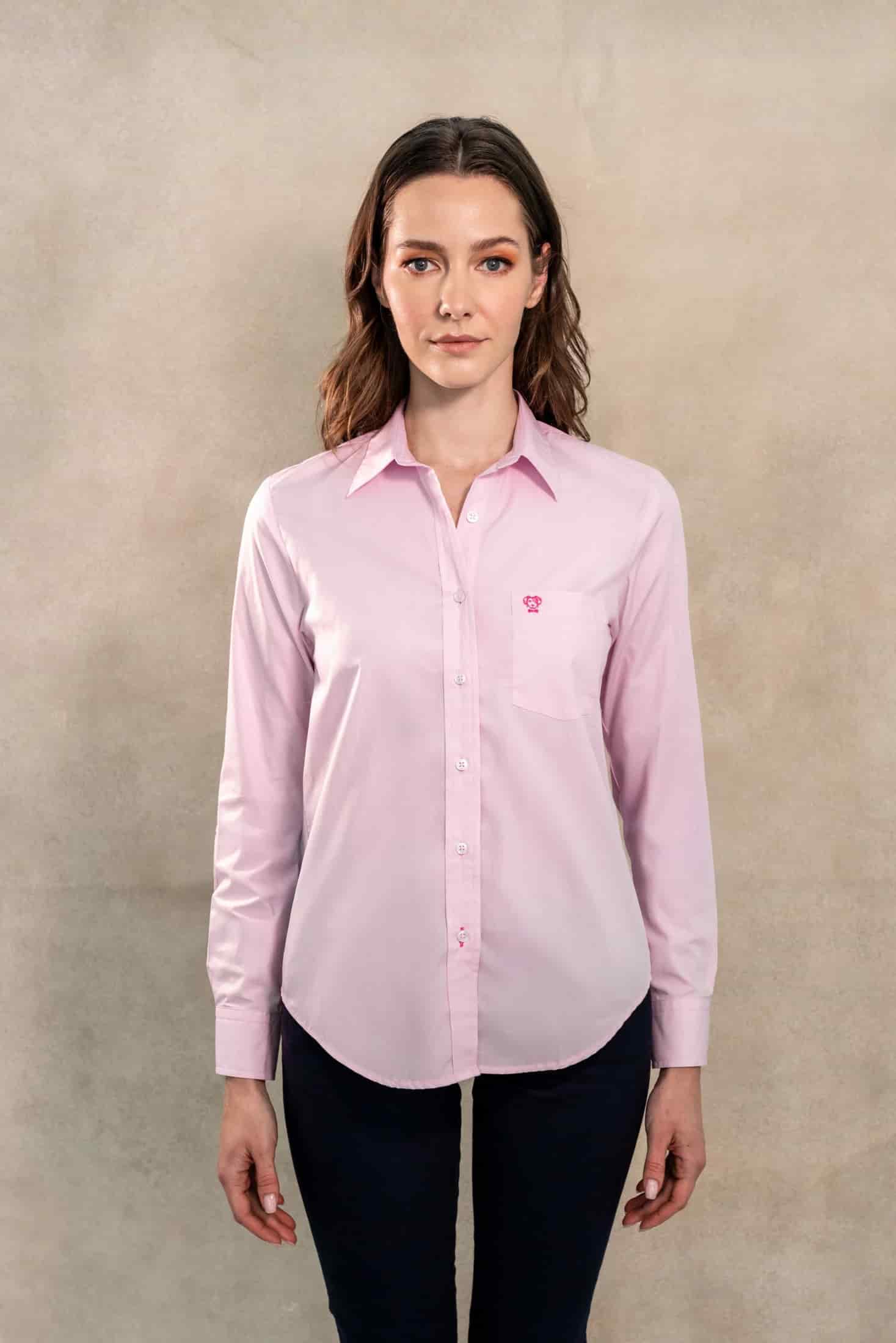 Camisa Antimanchas de Mujer Light Pink Con Bolsillo Logo Rosa - miniatura 1