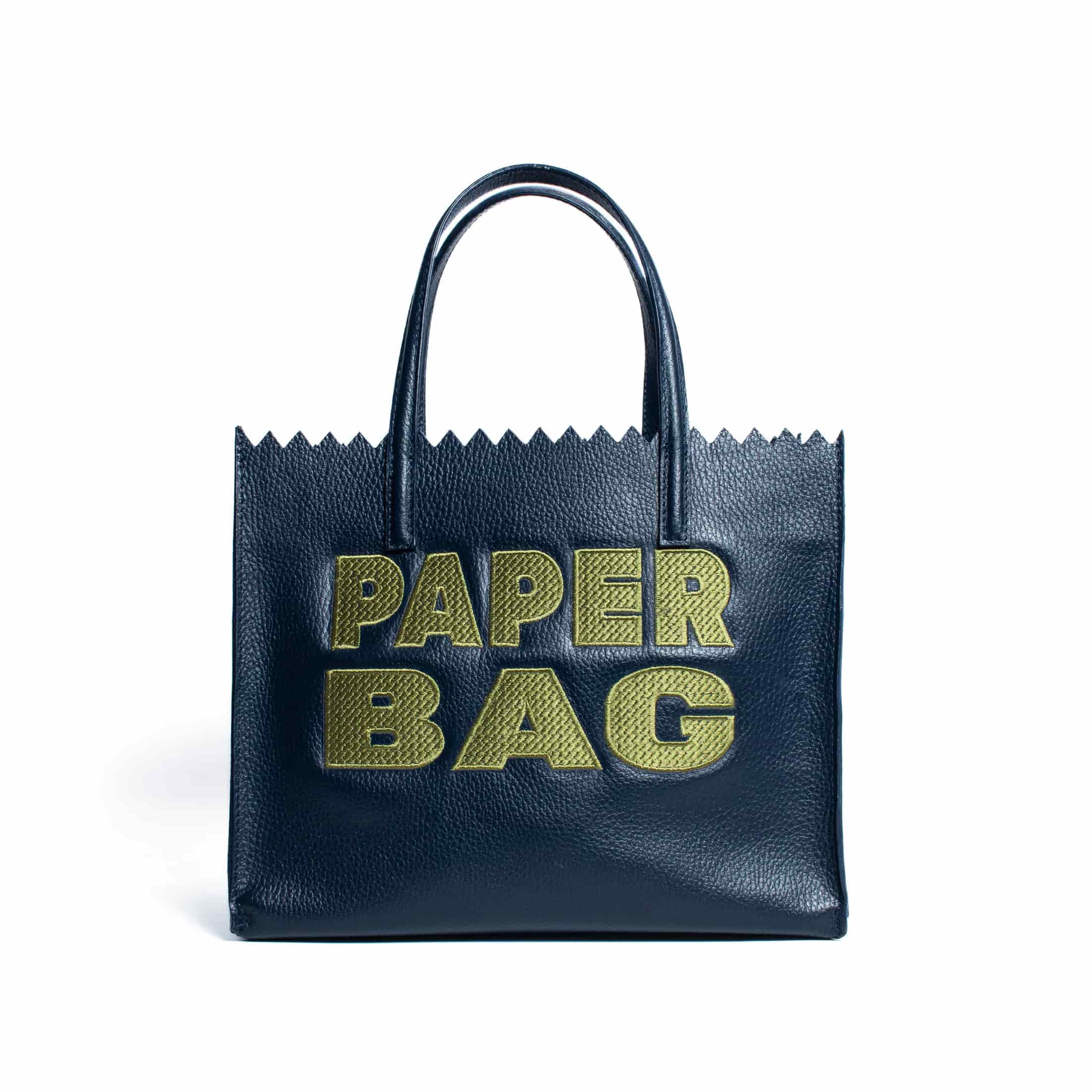 PAPER BAG SHORT - navy blue x pistacho - miniatura 1