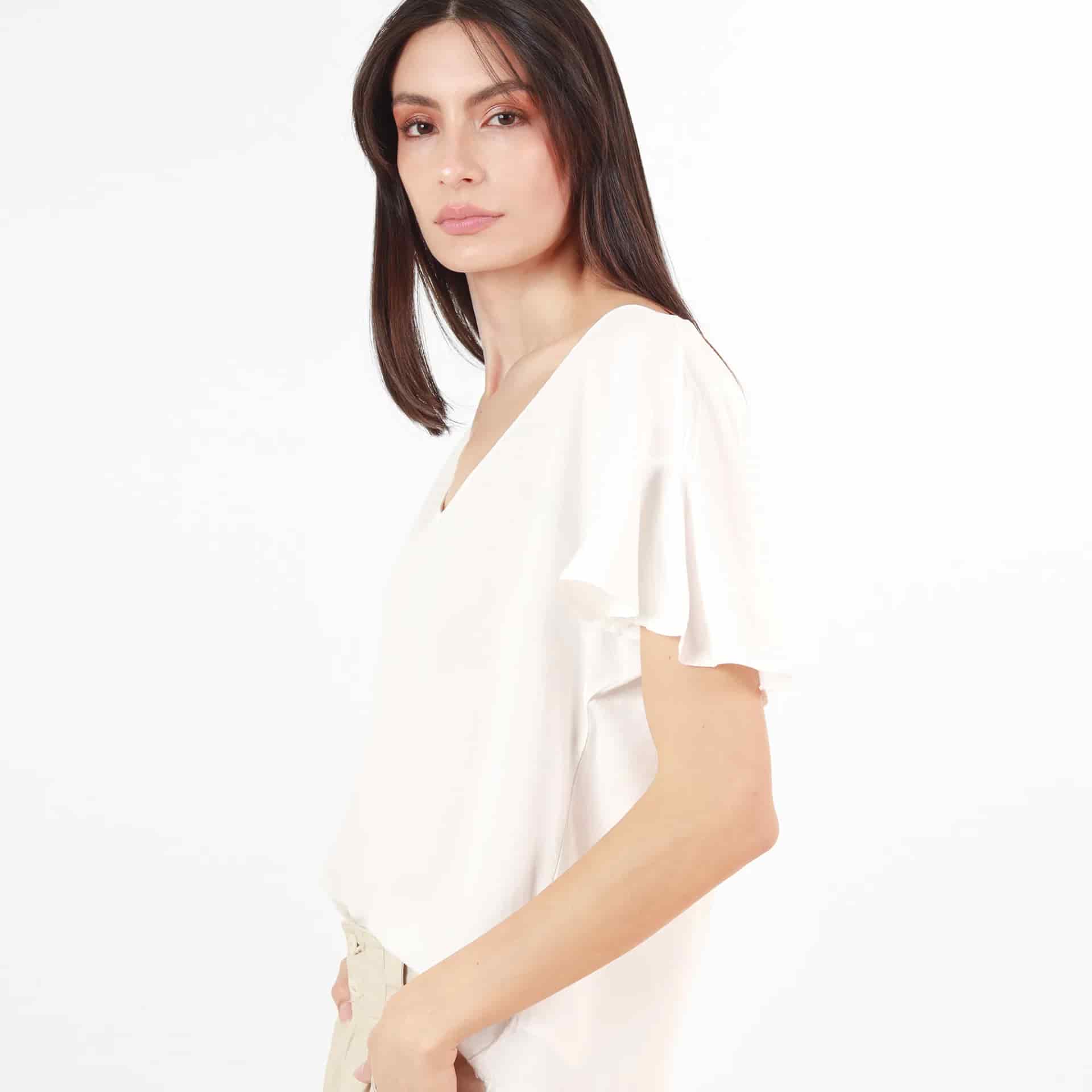 Blusa Cuello V Manga Corta - miniatura 2