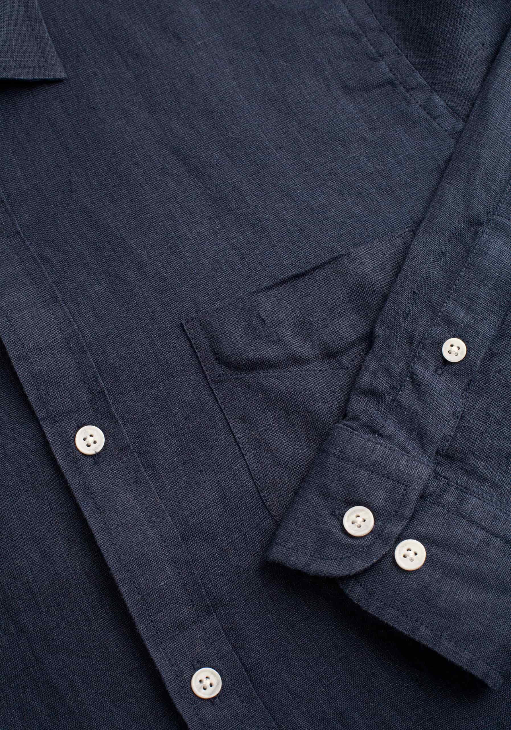 Camisa H CI Lino Azul Osc - miniatura 3