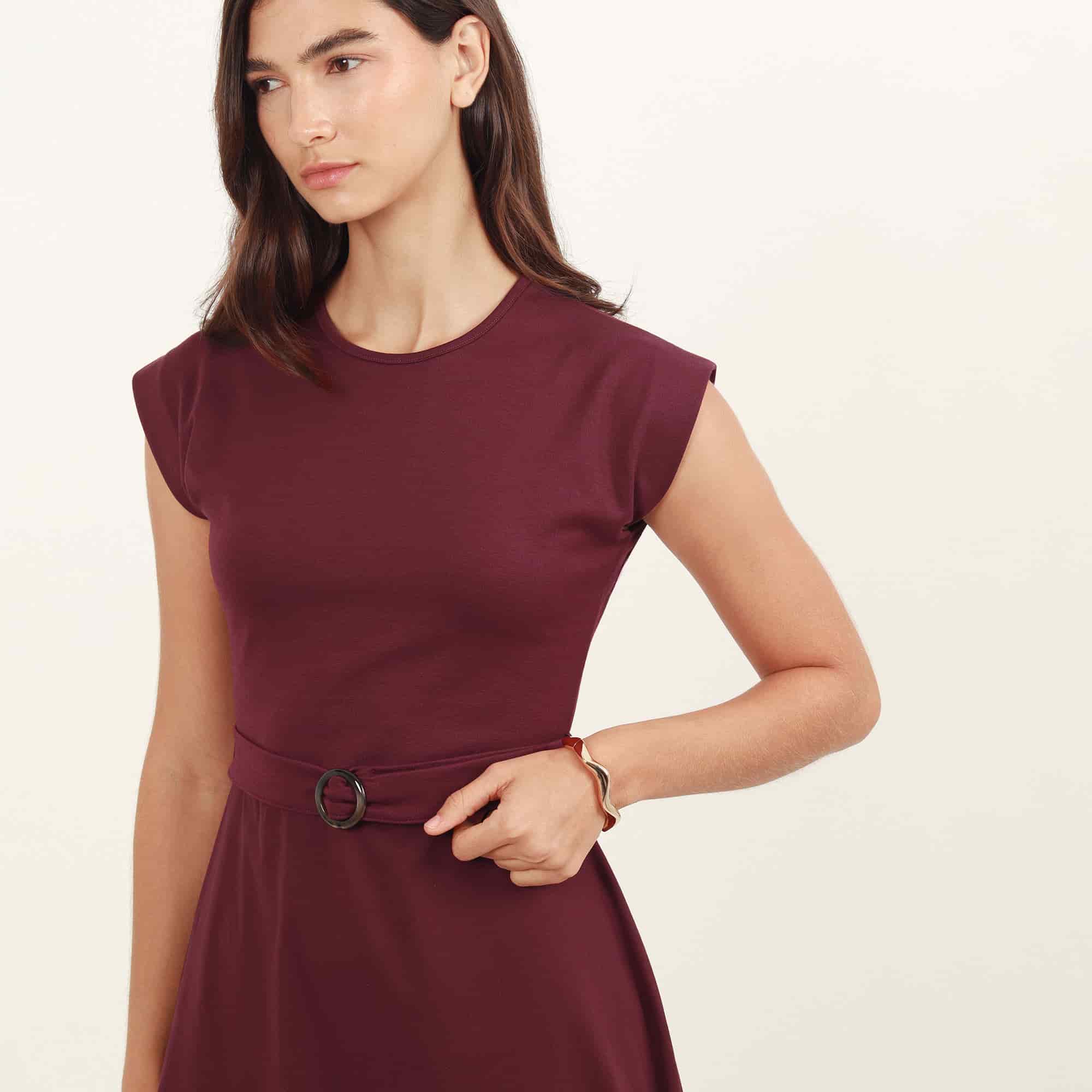 Vestido midi cuello redondo silueta en a - miniatura 4