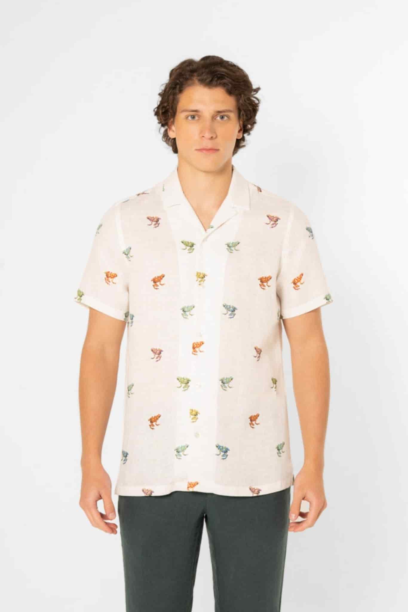 Men's linen shirt frog - miniatura 1