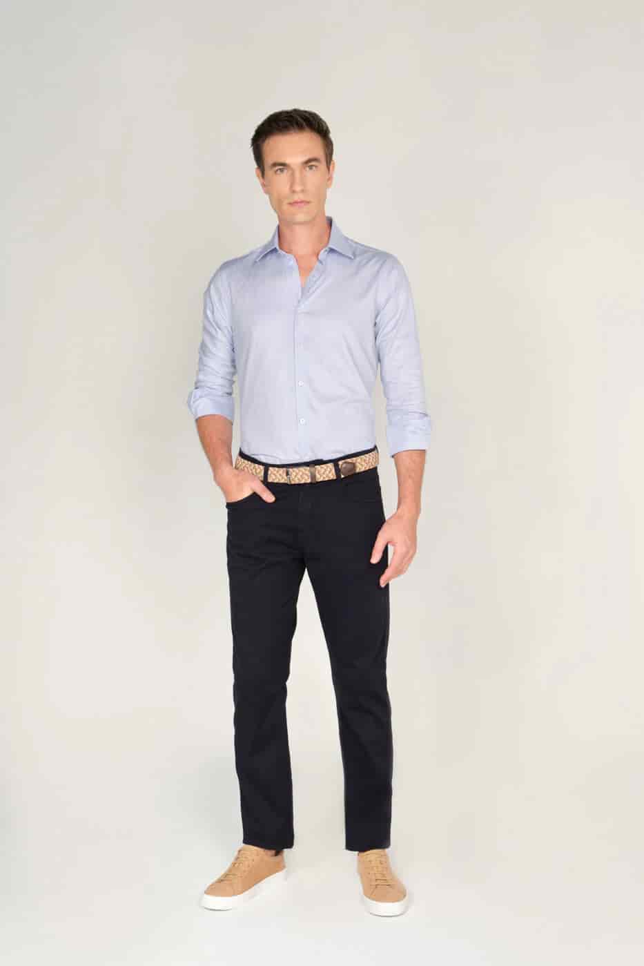 Camisa Classic Algodón Piqué Azul Claro - miniatura 2