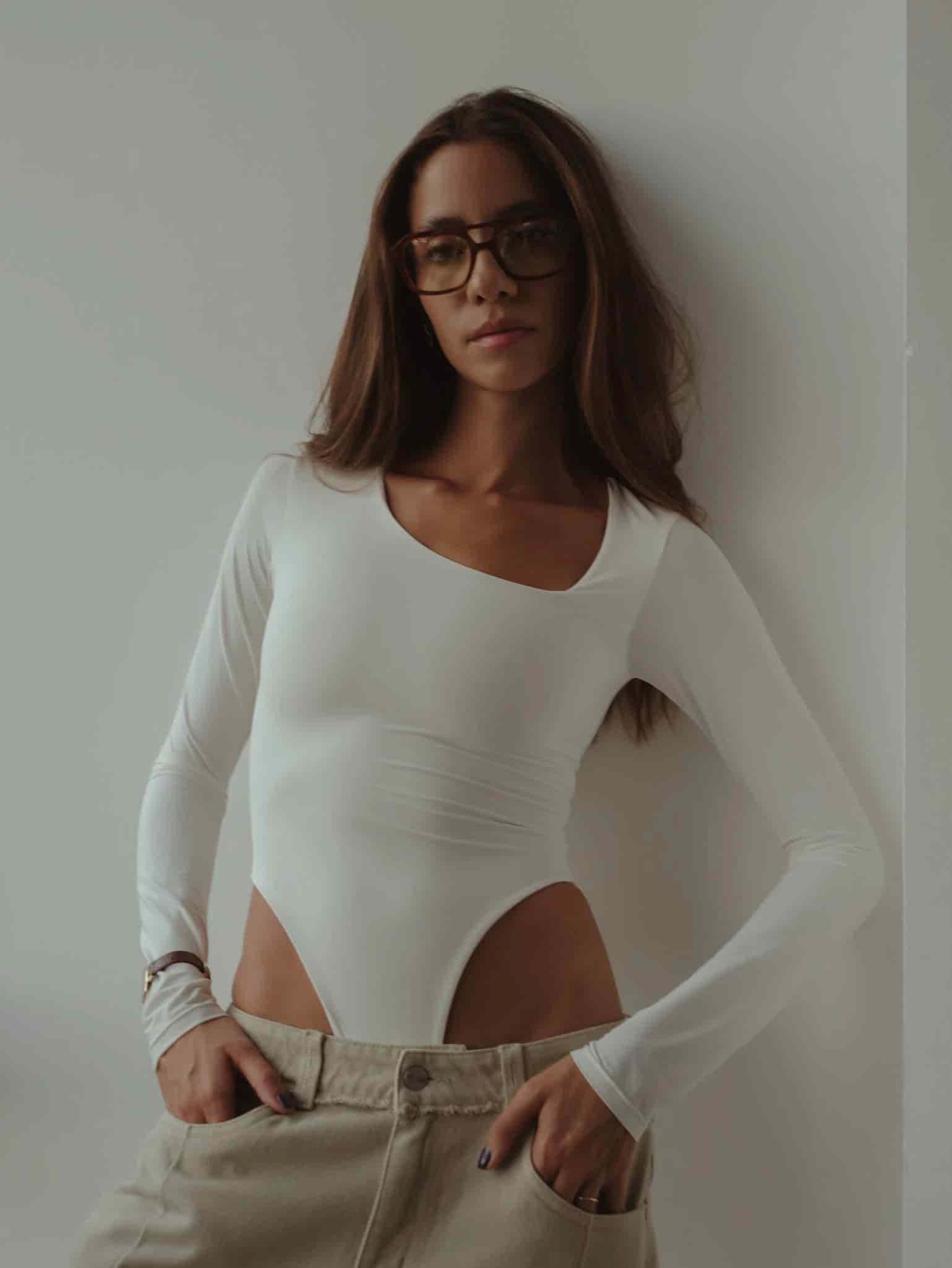 OPEN CURVE BODYSUIT - SOFT WHITE - miniatura 1