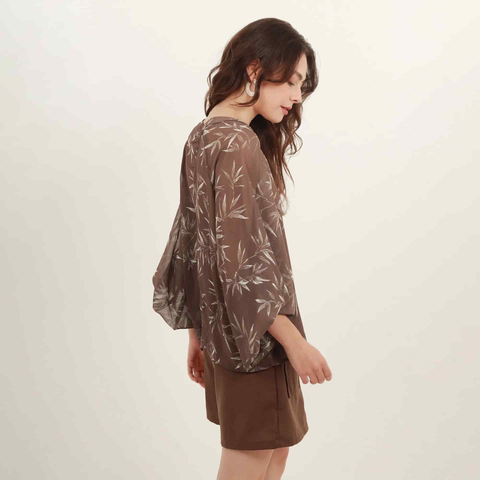 Blusa estampada cuello redondo manga globo - miniatura 5