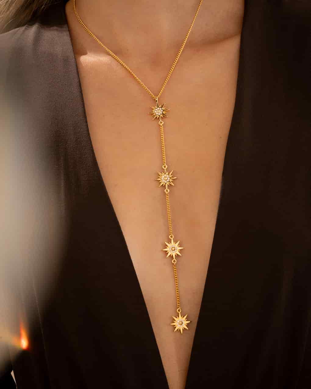 Collar Corbatín Estrellas Cristal + Aretes - miniatura 2