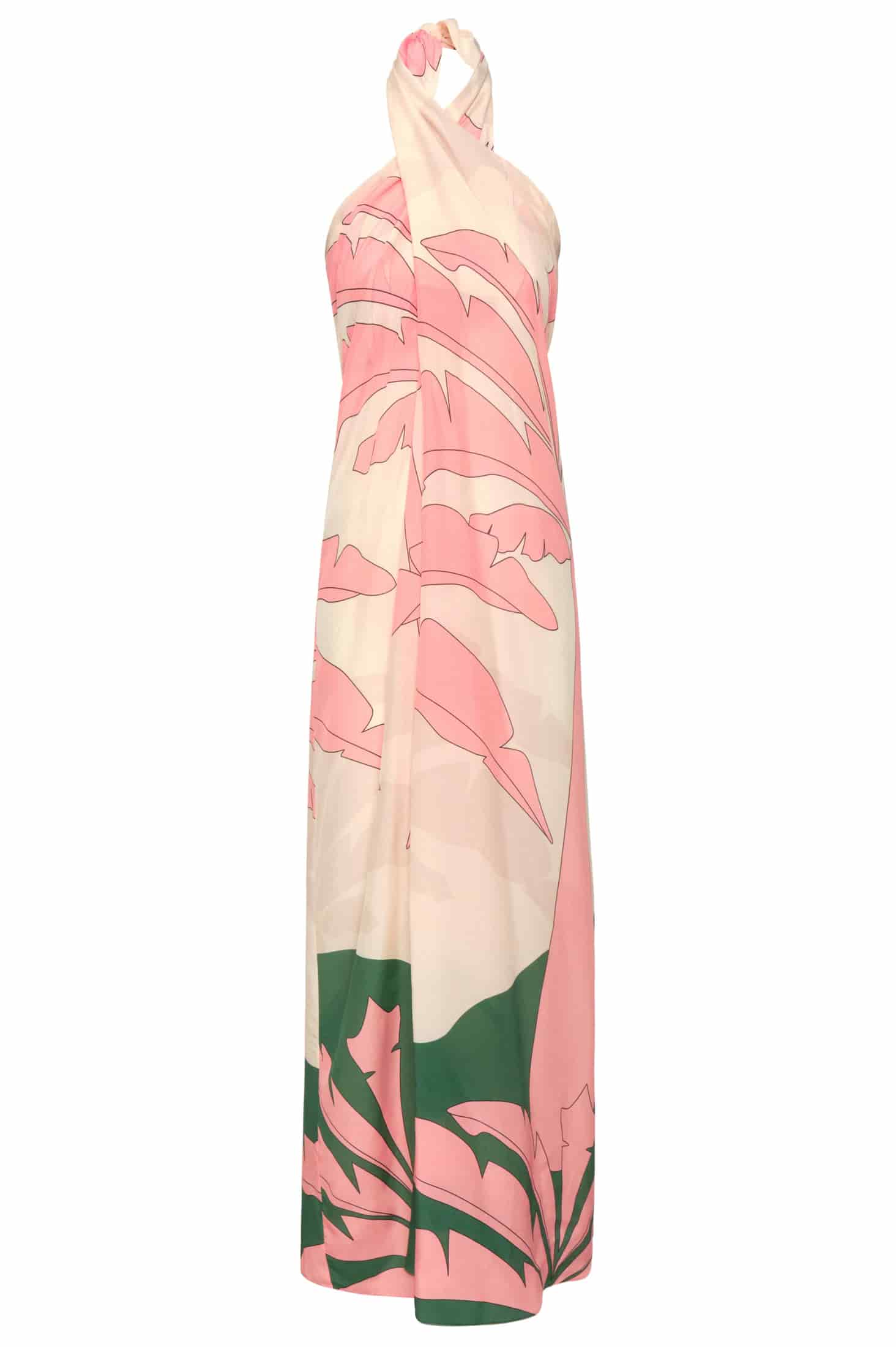 Cayetana Silk Crepe Maxi Dress / Peach Palms - miniatura 1