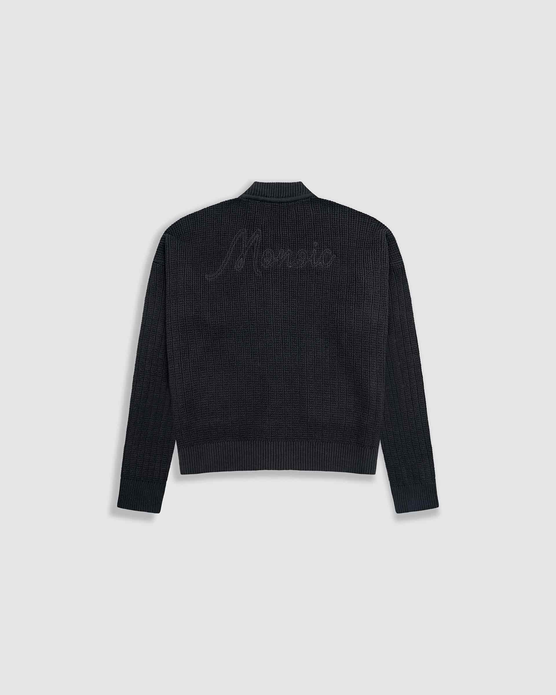Zip Up Knit Bomber Jacket - Negro - miniatura 7