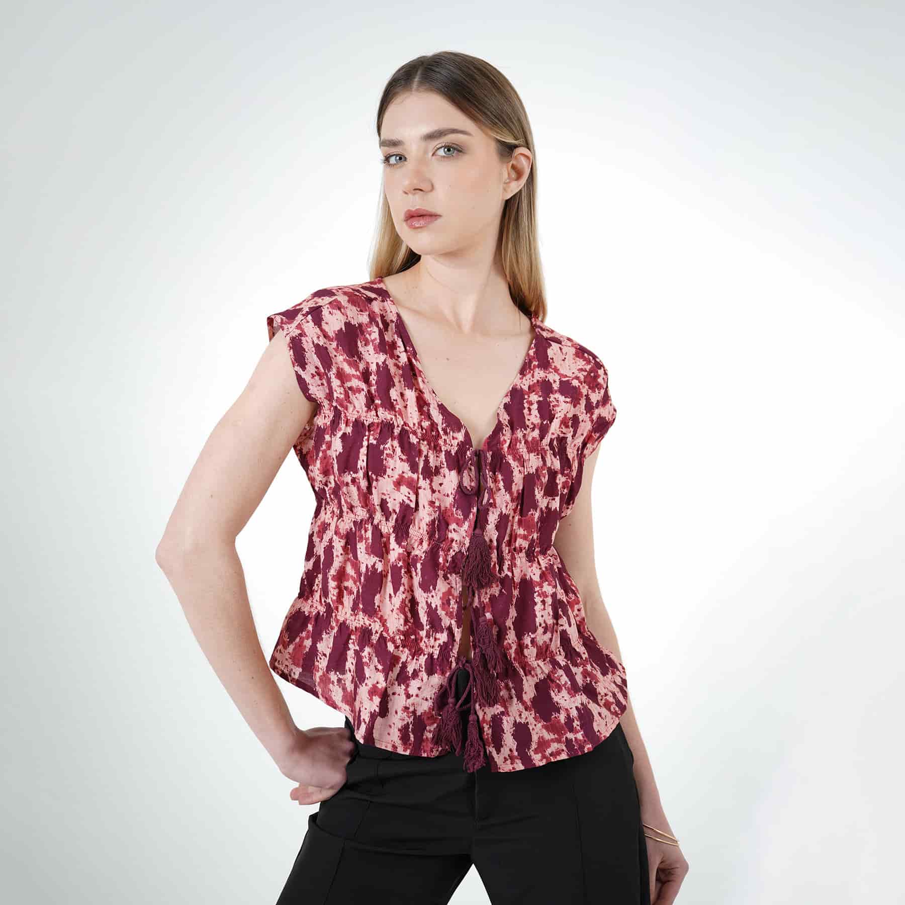 Blusa Cuello V Manga Sisa - miniatura 1