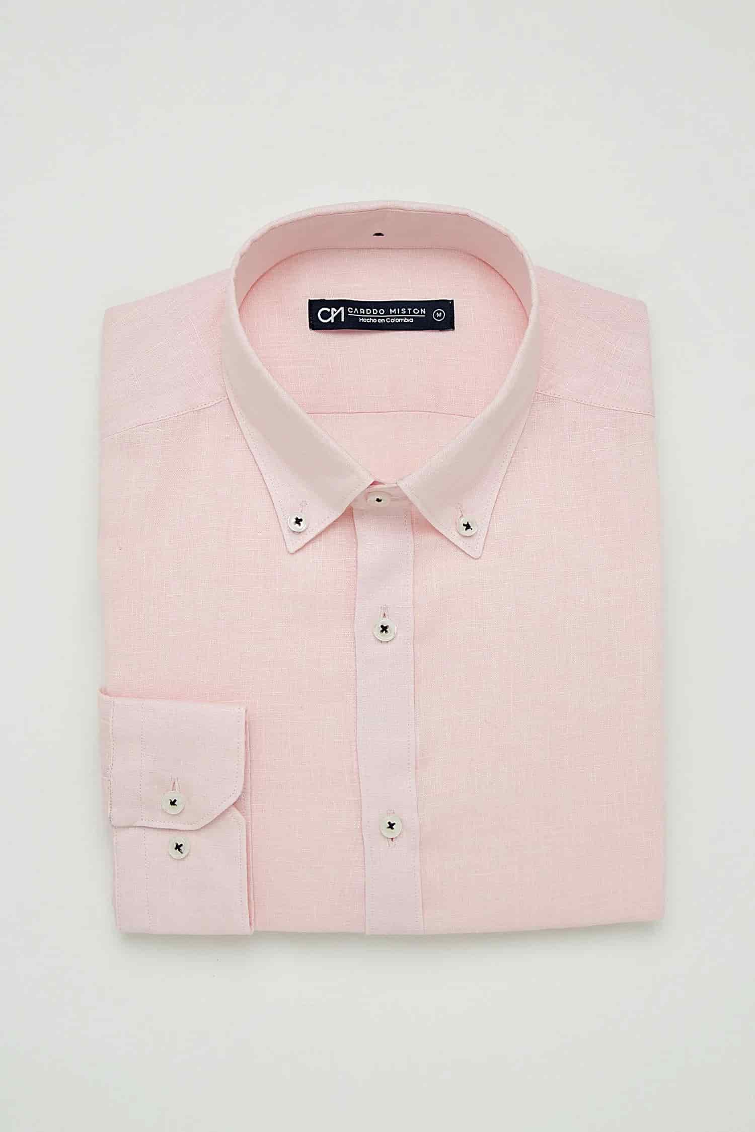 Camisa Button Down Lino Rosa Bebé - miniatura 5