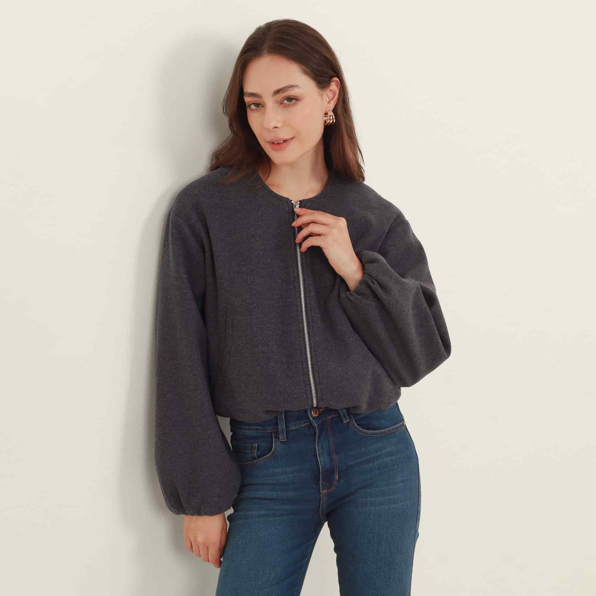 Chaqueta bomber cuello redondo - miniatura 6