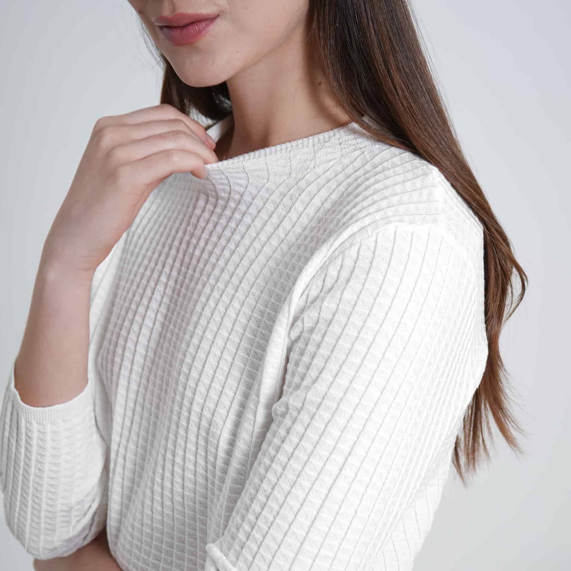 Sweater tejido wafle cuello redondo manga larga - miniatura 8