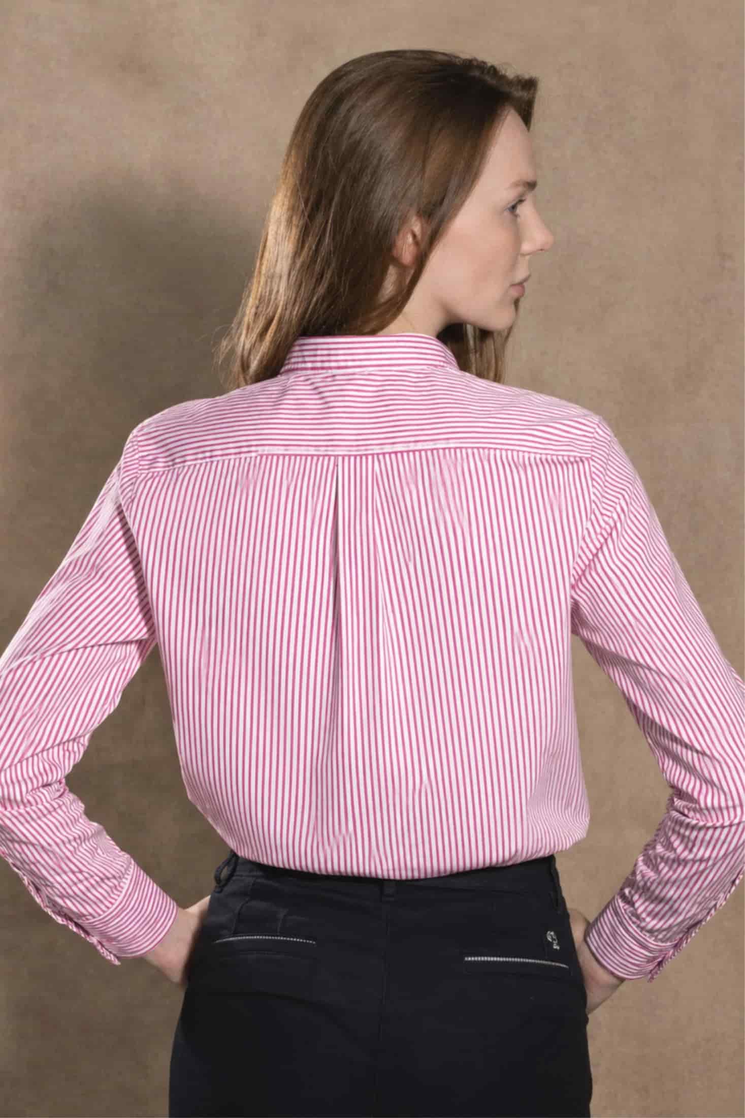 Camisa Antimanchas de Mujer Popelina Rayas Rosadas - miniatura 4