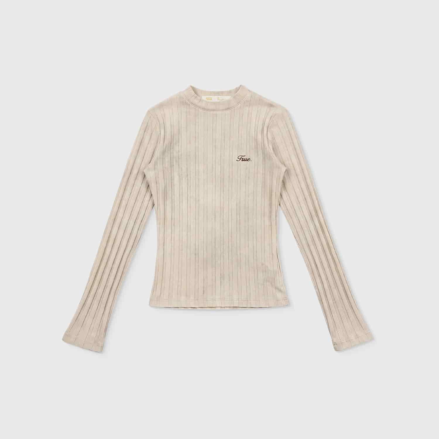 Slim Ribbed Long Sleeve - Washed Cream - miniatura 1