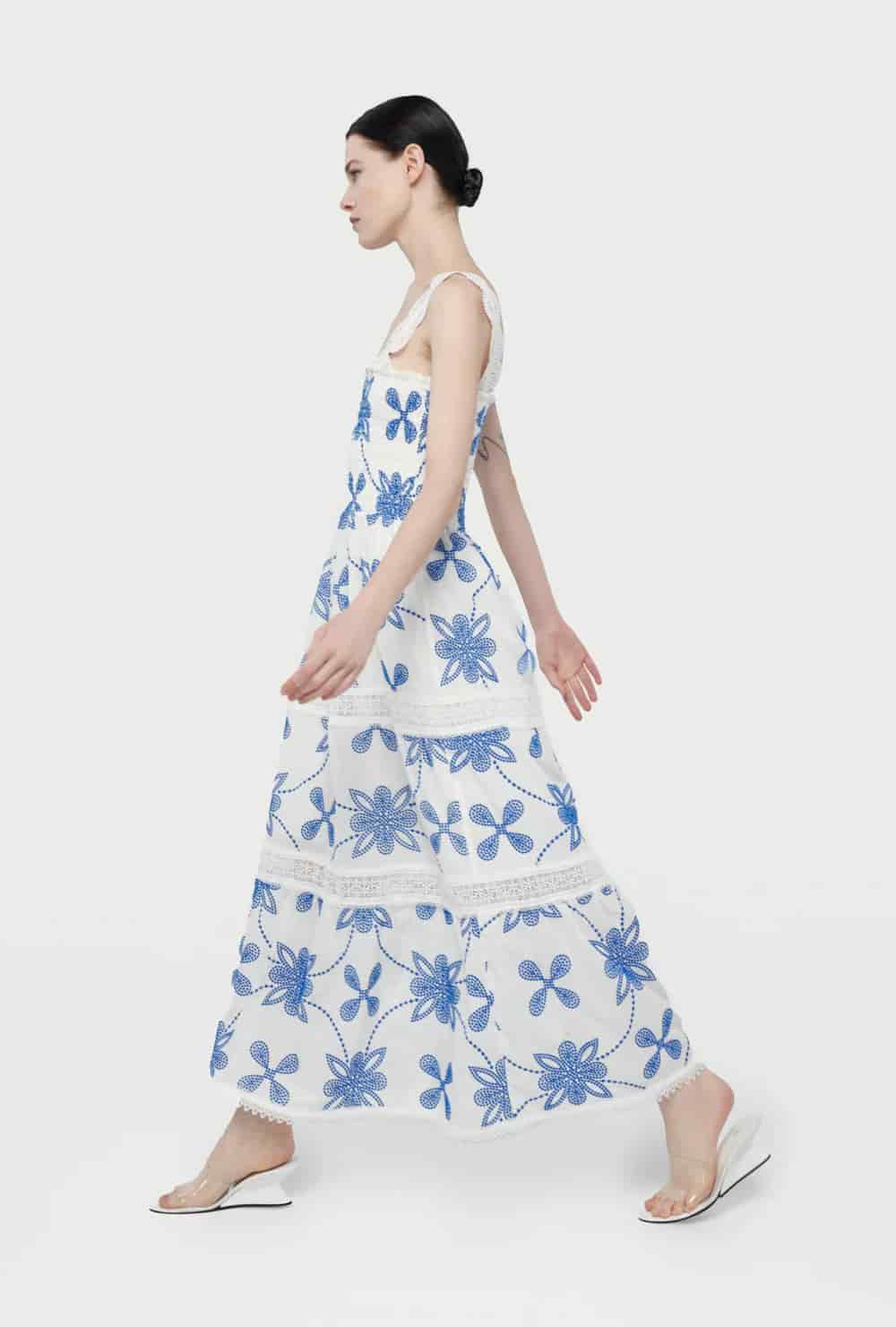 COCO MAXI DRESS WHITE/BLUE - miniatura 1