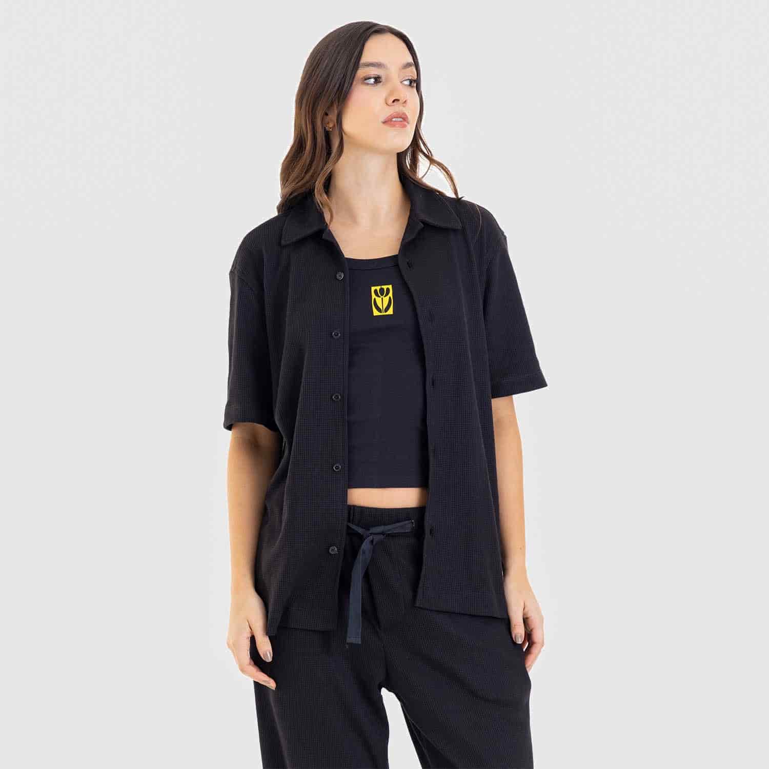 Relaxed Short Sleeve Shirt Black - miniatura 1