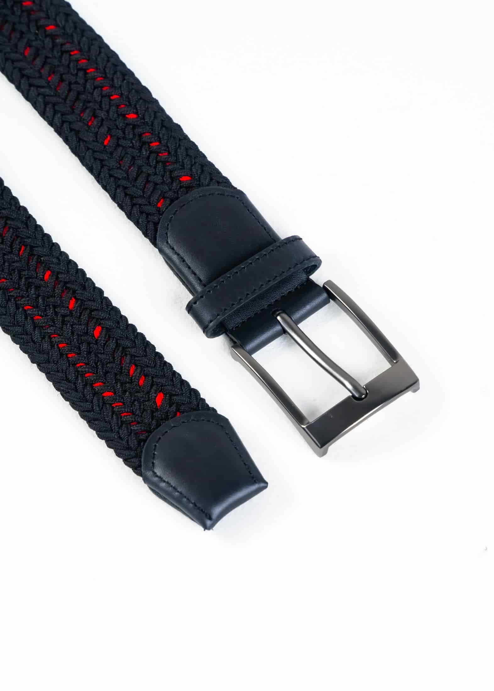 Cinturón Trenzado Elástico Rojo - Negro - miniatura 2