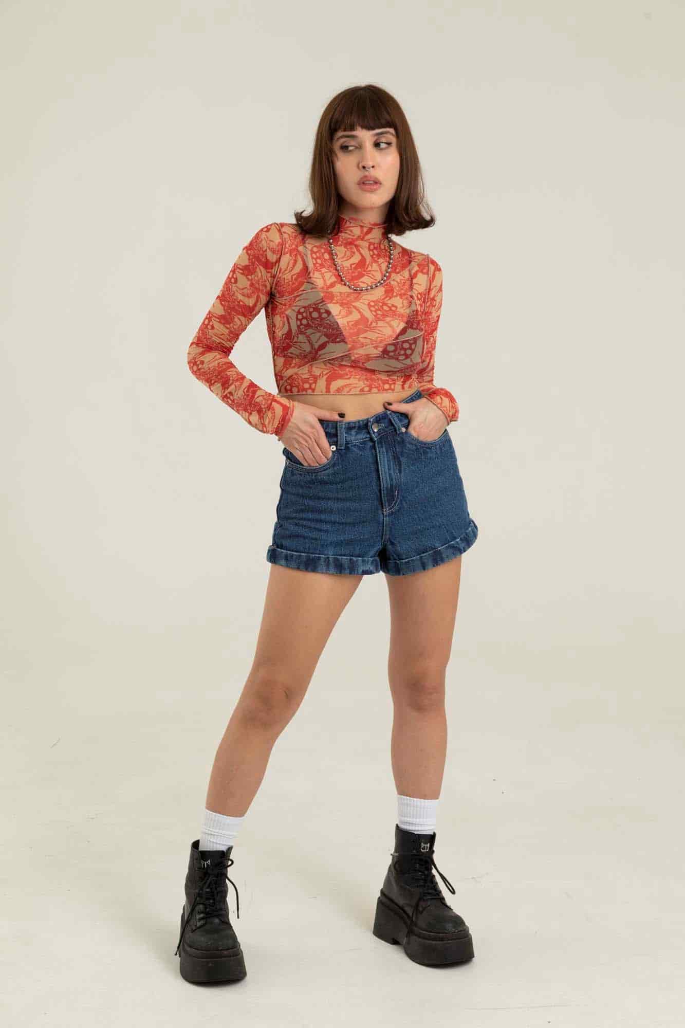 DARK BLUE DENIM SHORT - miniatura 5