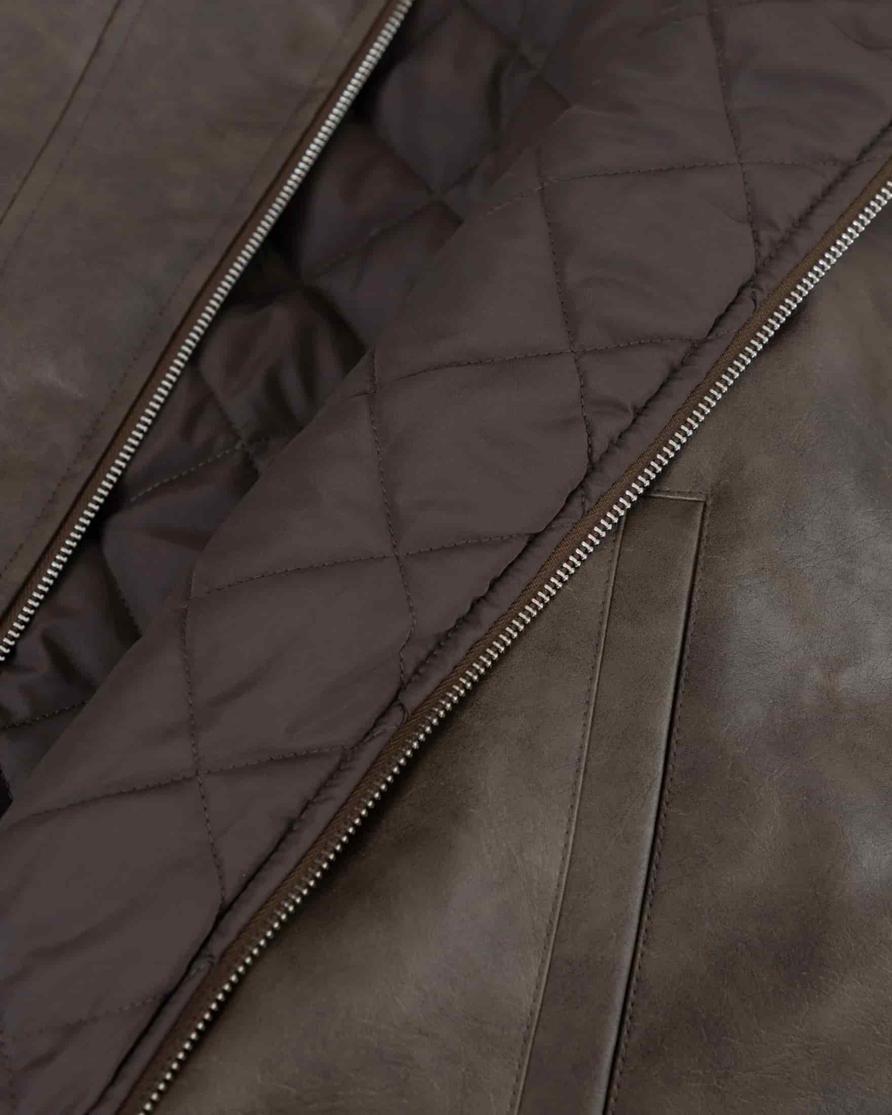 Basics Vintage Panelled Bomber Jacket Brown - miniatura 13