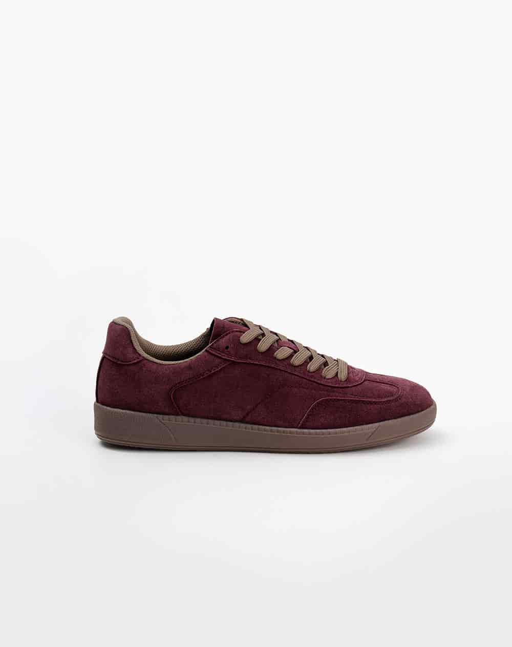 Tenis casuales tipo gamuza vinotinto hombre - miniatura 2