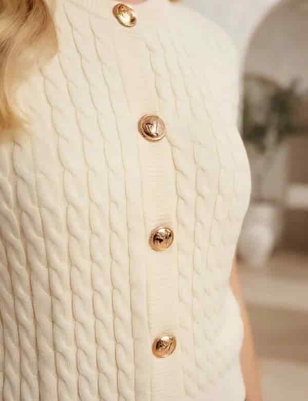 Blusa Tejida Botón Dorado - miniatura 4