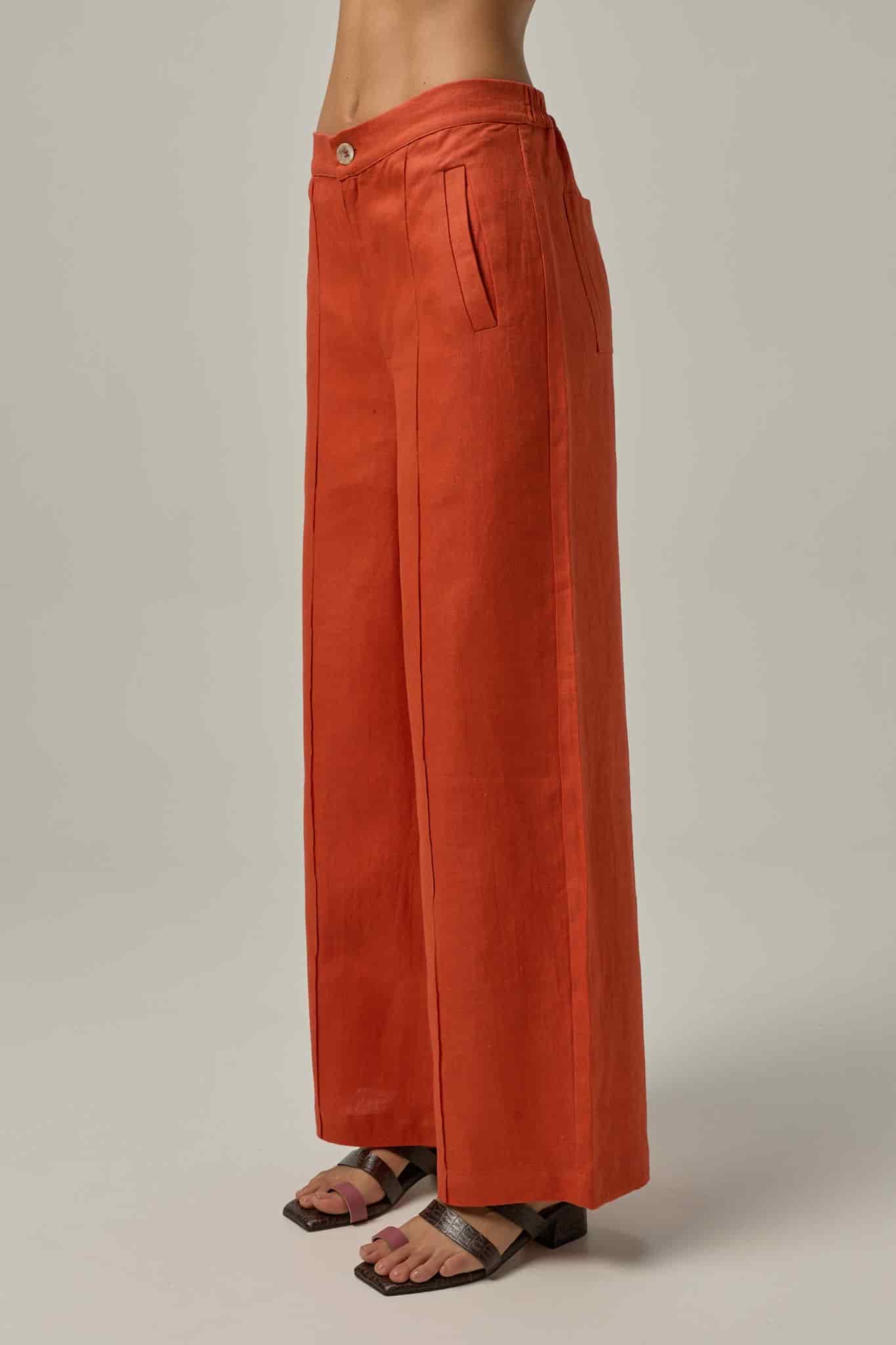 Pantalón Serre de lino | Naranja - miniatura 2