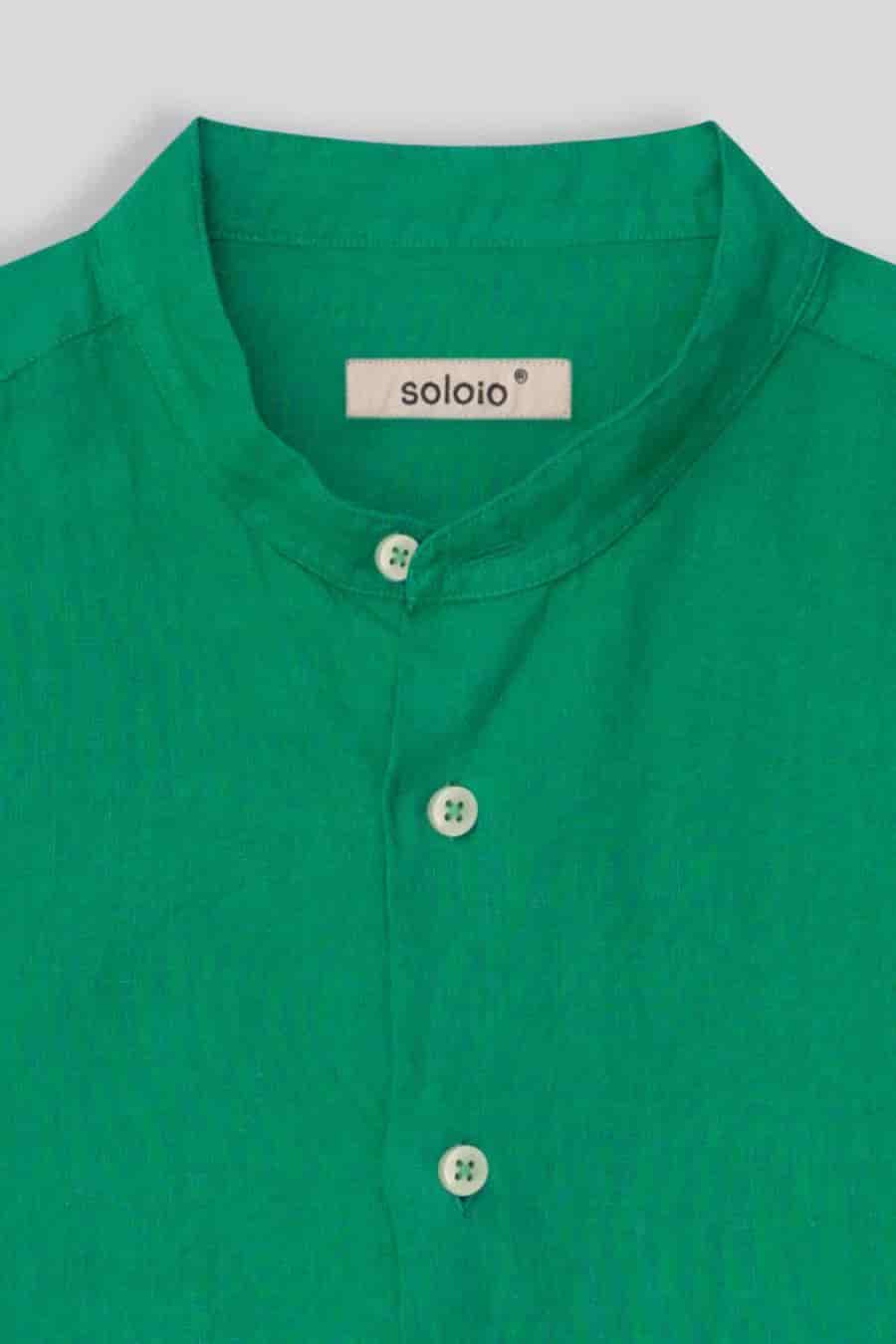 men’s linen shirt mao green basic - miniatura 6