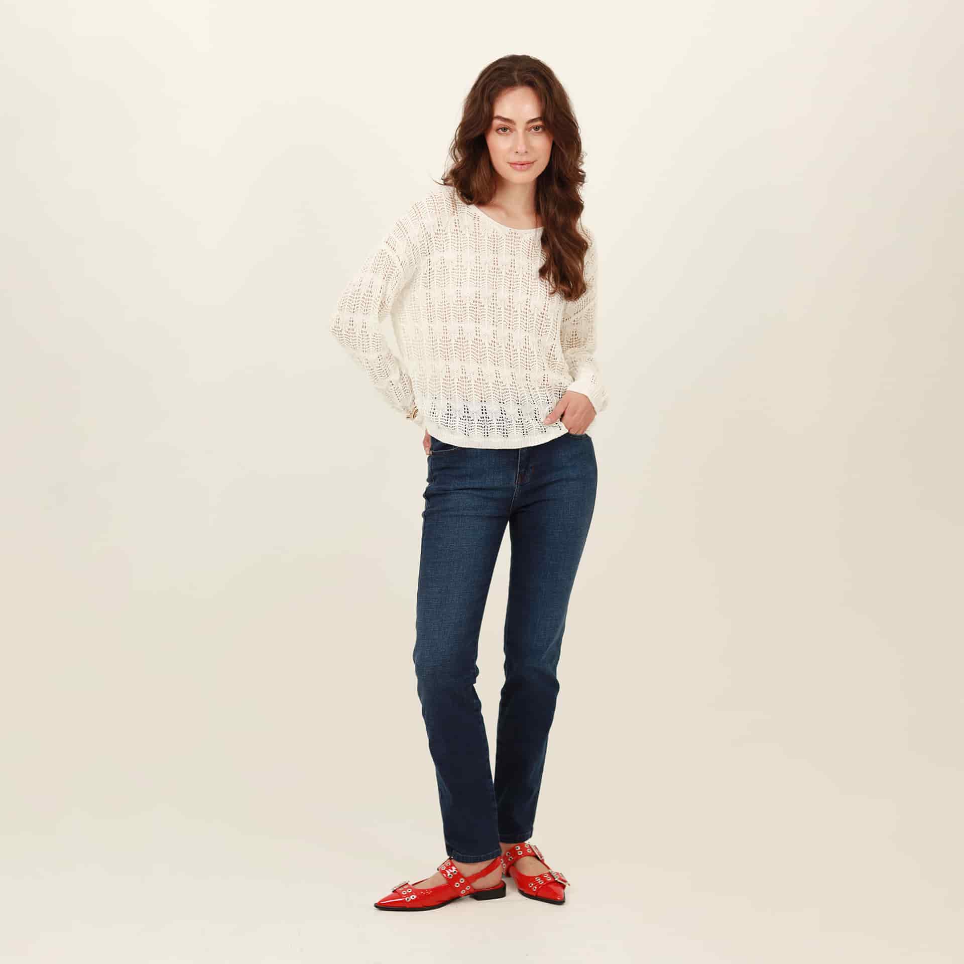 Sweater cuello redondo manga larga con textura - miniatura 4