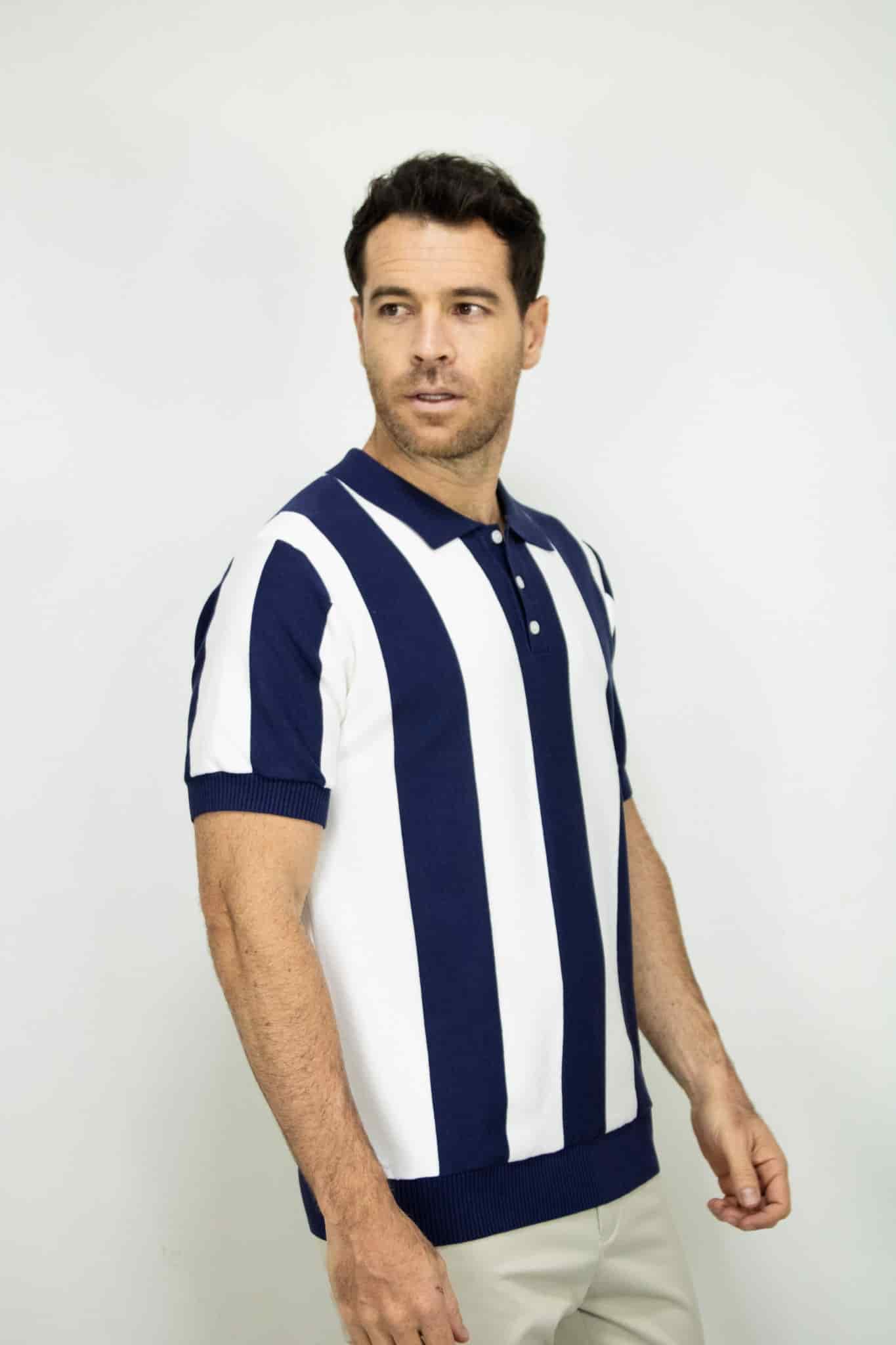 POLO TEJIDA RAYAS AZUL OSCURA PARA HOMBRE - miniatura 2