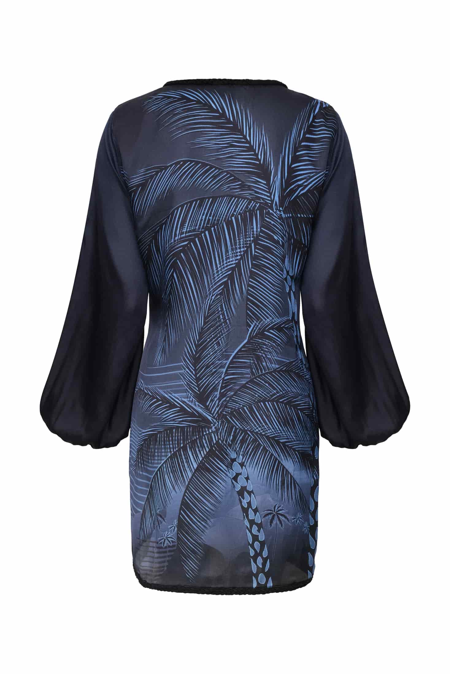 Hojarasca Martellato Silk Mini Dress / Navy Tropical Landscape - miniatura 10