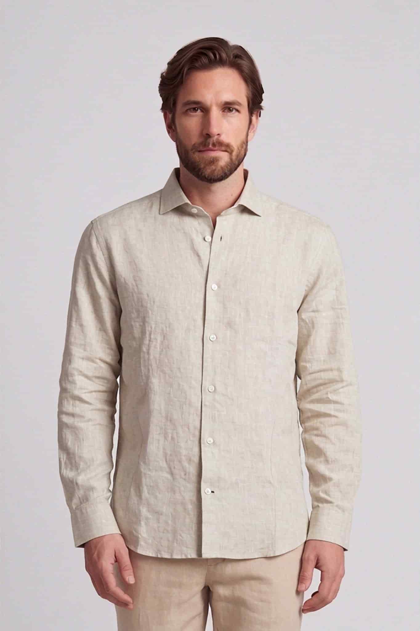 Camisa lino algodon manga larga para hombre Jon Sonen 010225057 - miniatura 2