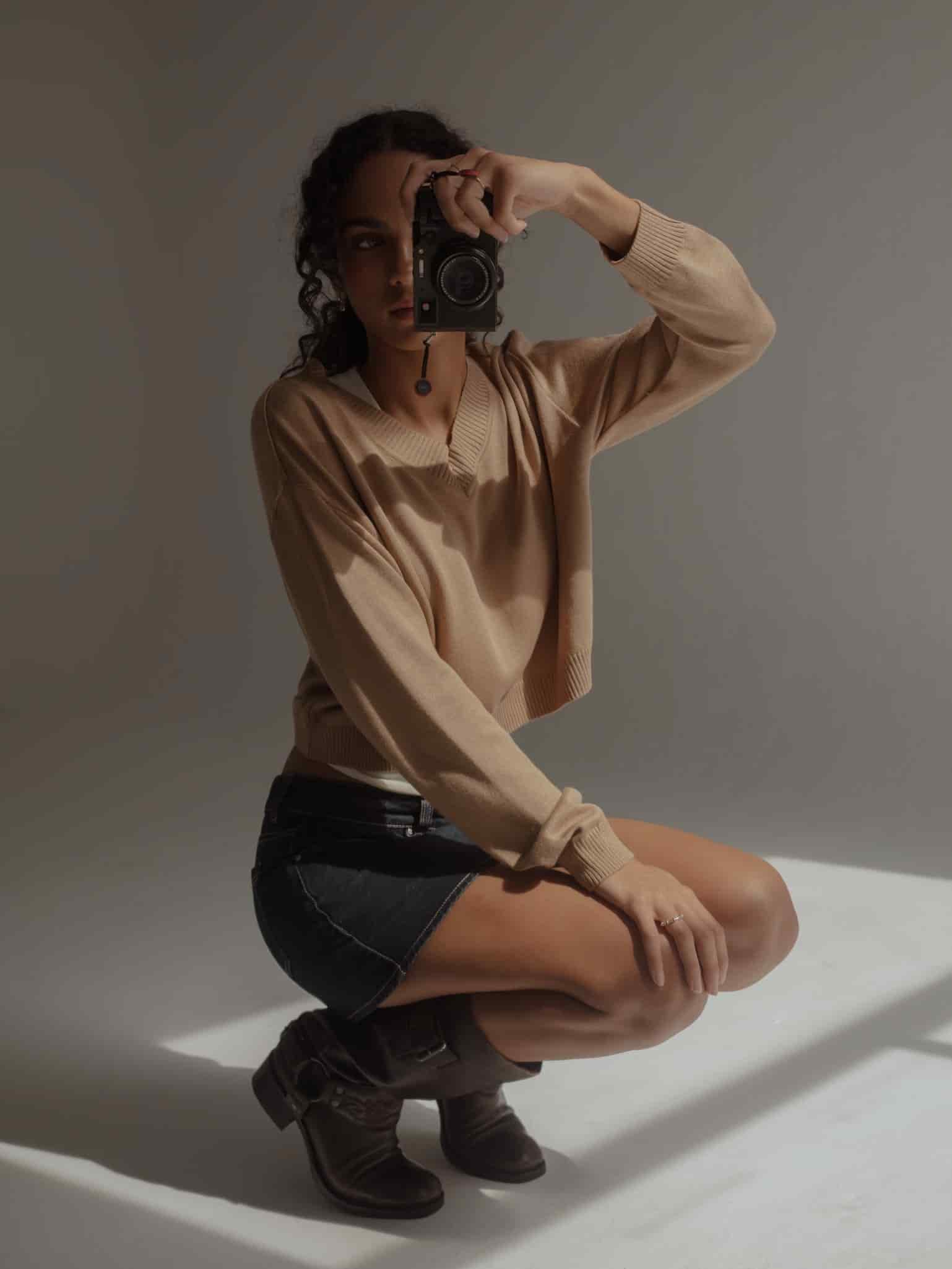ONE HALF V-NECK KNIT SWEATER - SEPIA - miniatura 1