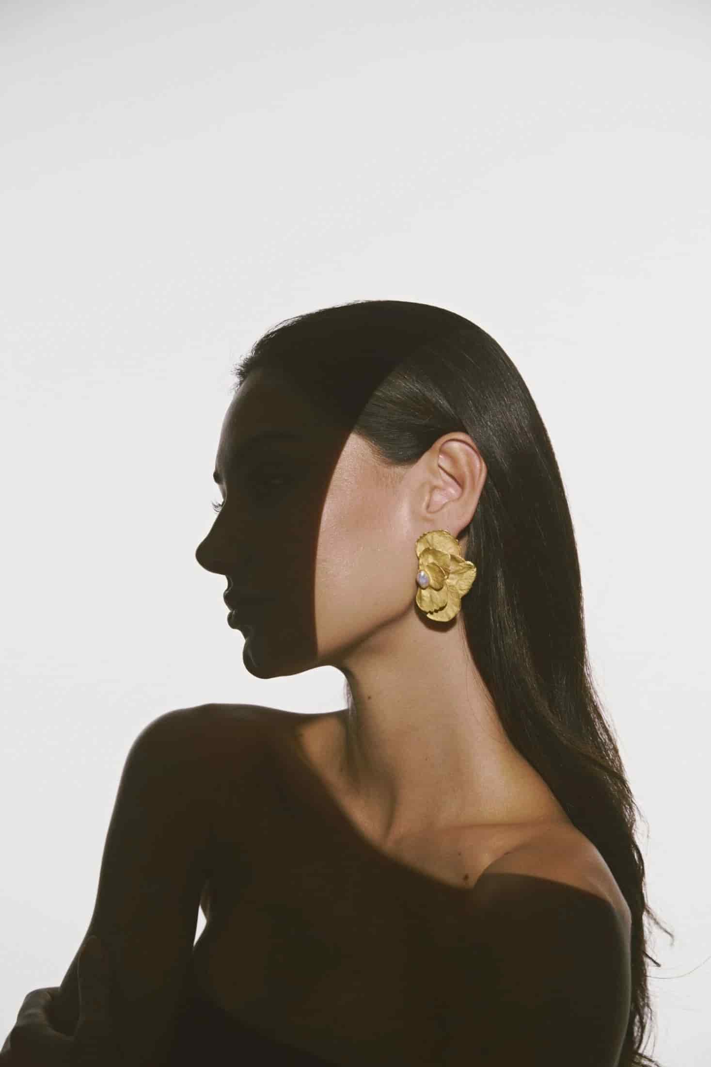 ARETES HORTENSIAS DECONSTRUIDAS CON PERLA - miniatura 3