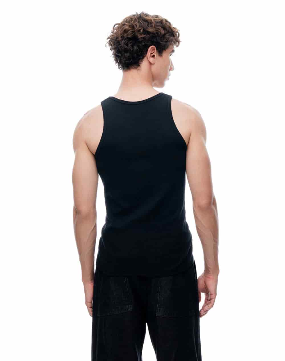 Camisilla slim algodón negro hombre - miniatura 2