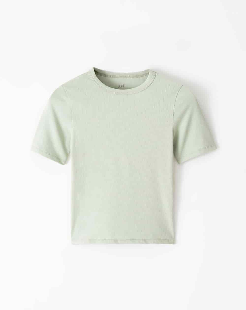 Camiseta slim algodón verde mujer - miniatura 5