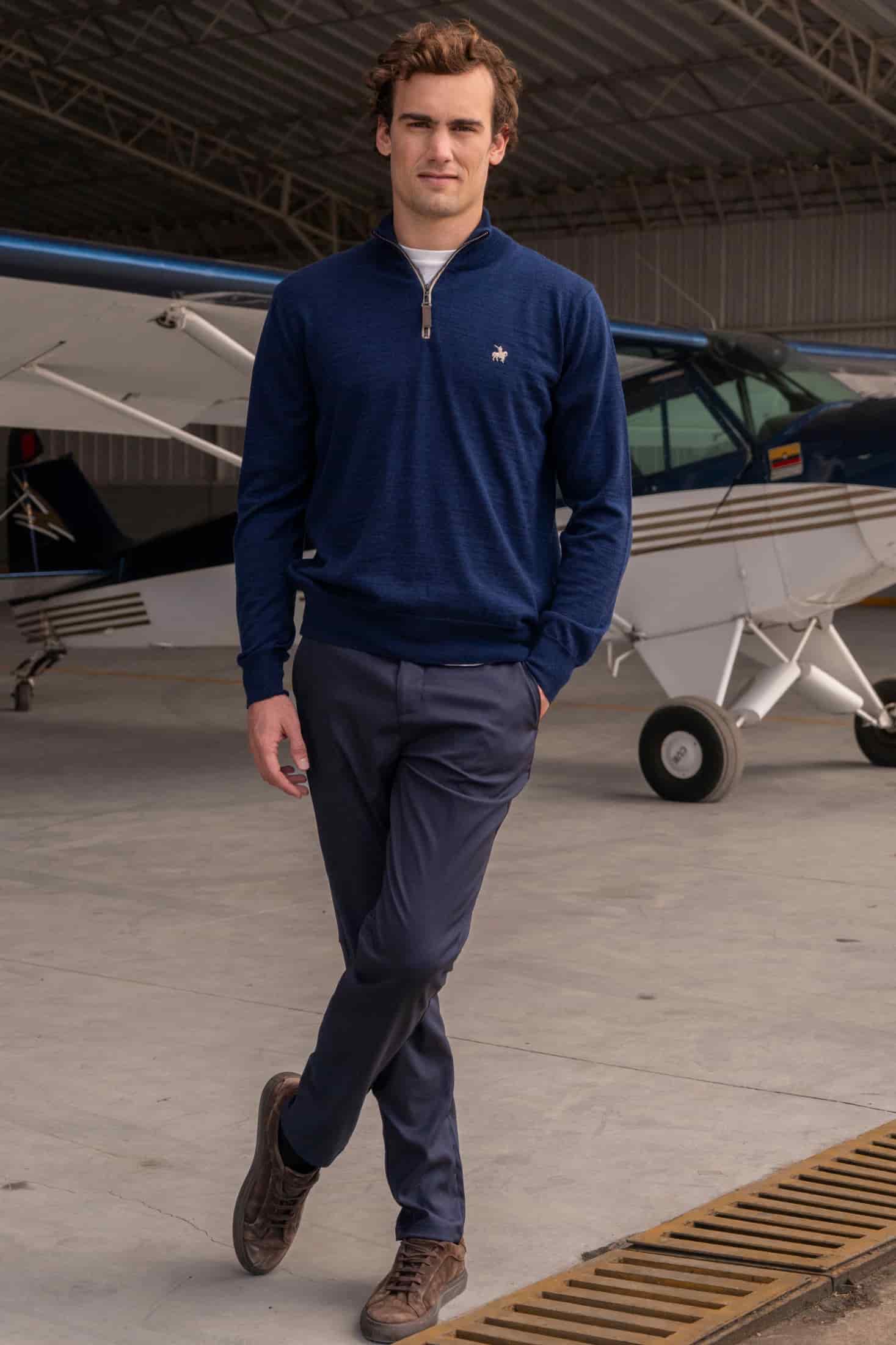 Suéter Halfzip Merino Azul Oscuro - miniatura 2