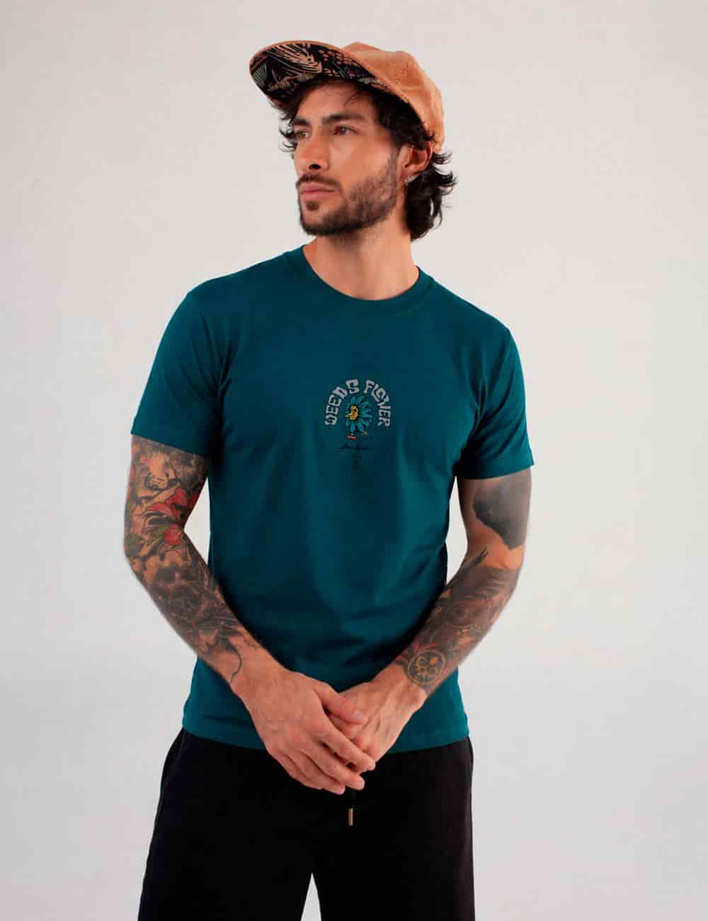 Camiseta regular fit Weed Flower verde Hombre - miniatura 3