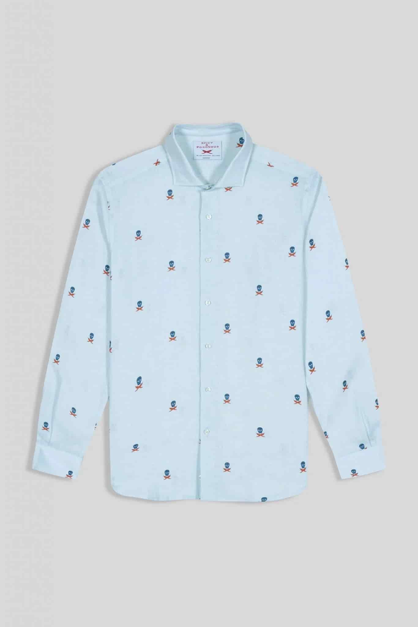 Men's linen shirt separated skulls icement - miniatura 5