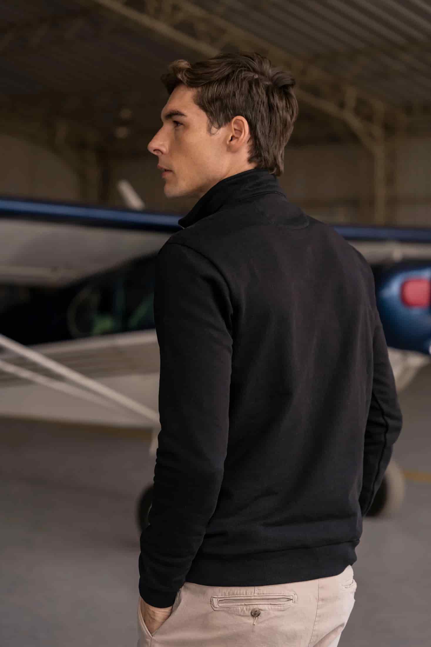 Halfzip Premium Comfy Hombre Negro - miniatura 4