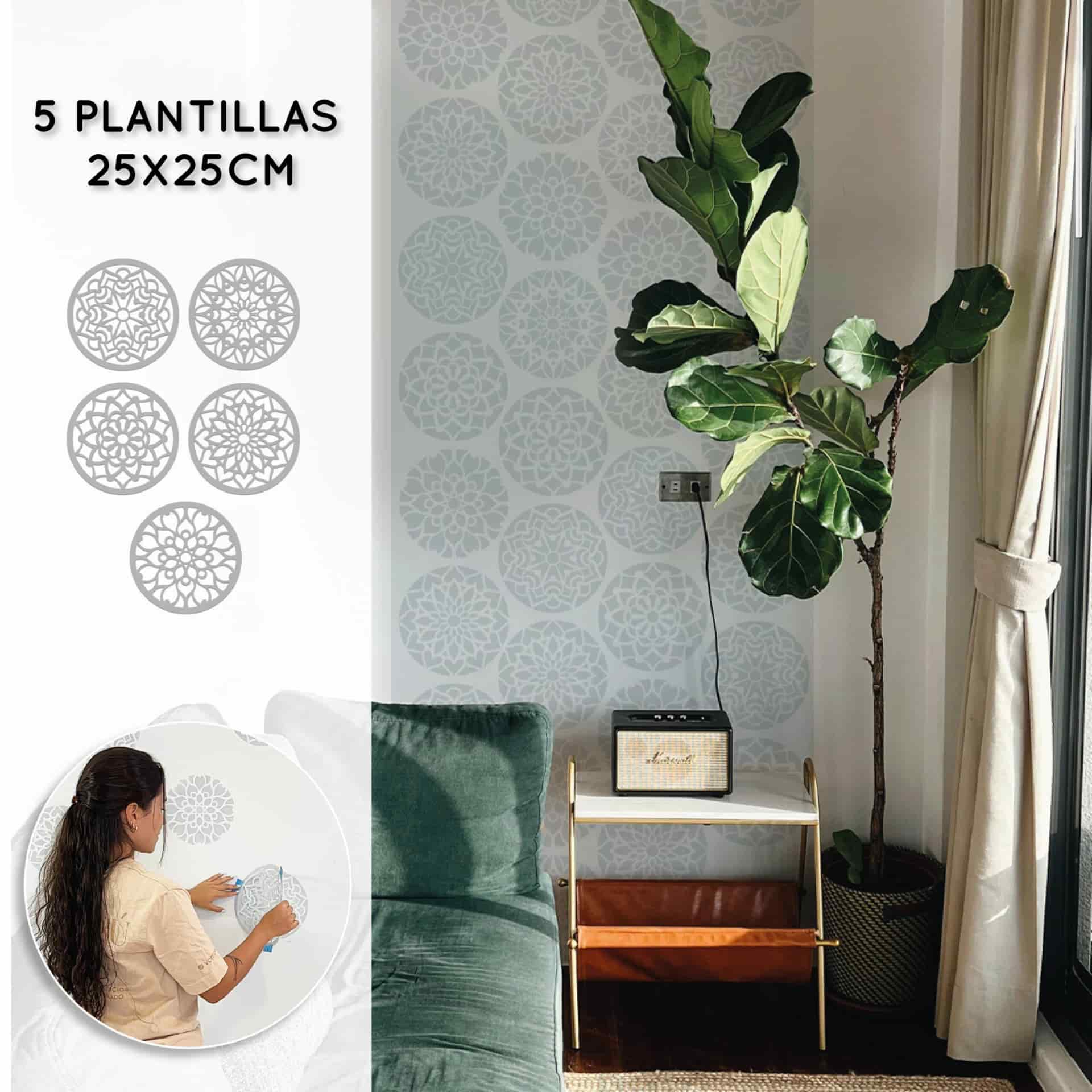 Plantillas para pintar, Vamarú Stencils, Colección Armonía 25cm y 48cm, 5und - miniatura 1