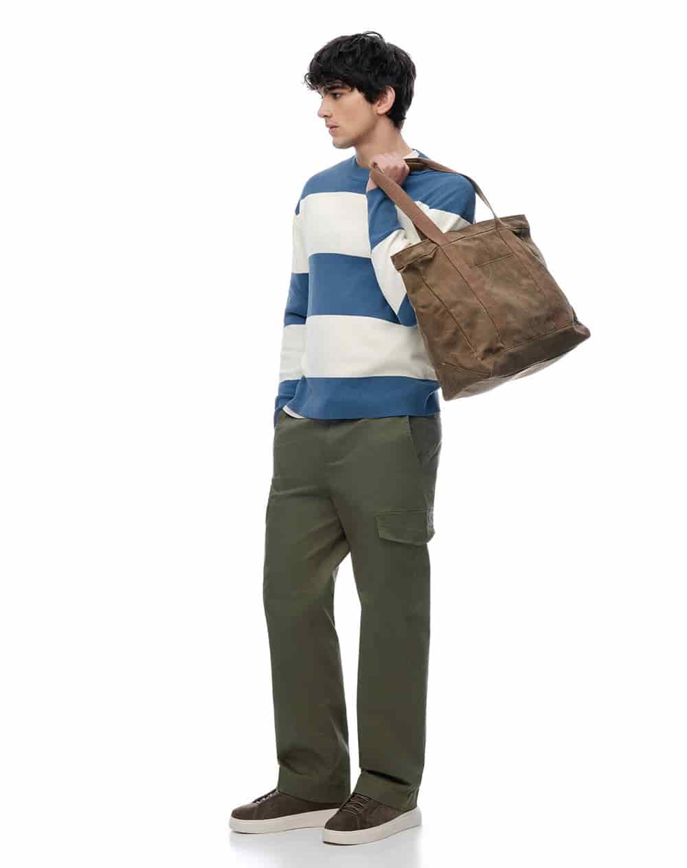 Buzo regular algodón tejido de punto azul rayas hombre - miniatura 4