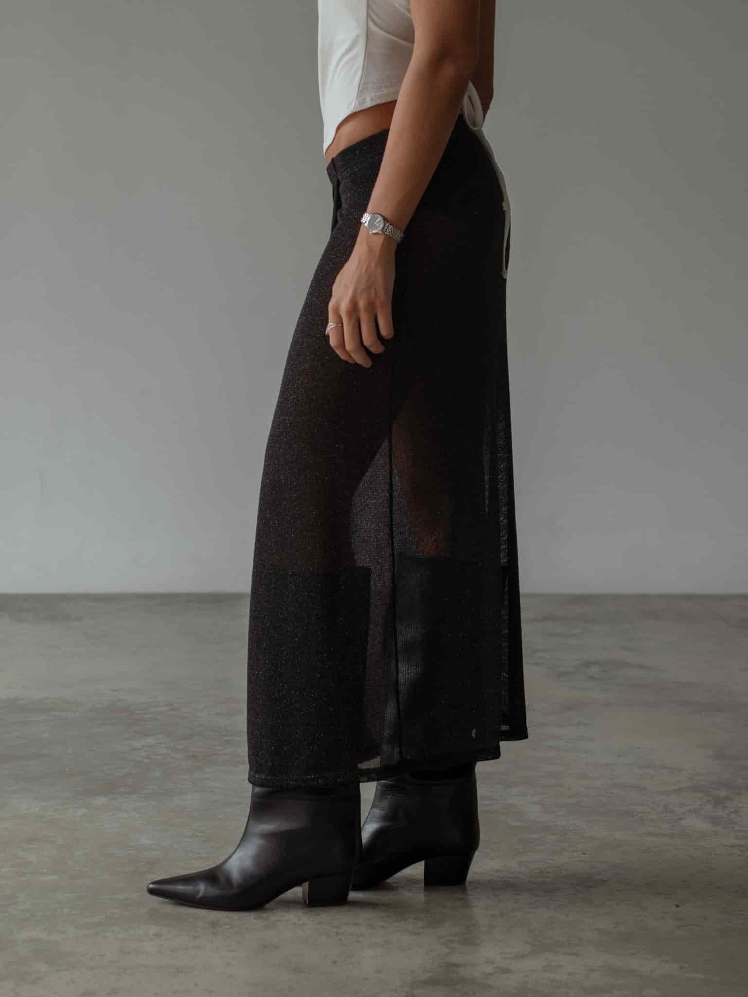 OVER LONG SKIRT - GLOSSY BLACK - miniatura 11
