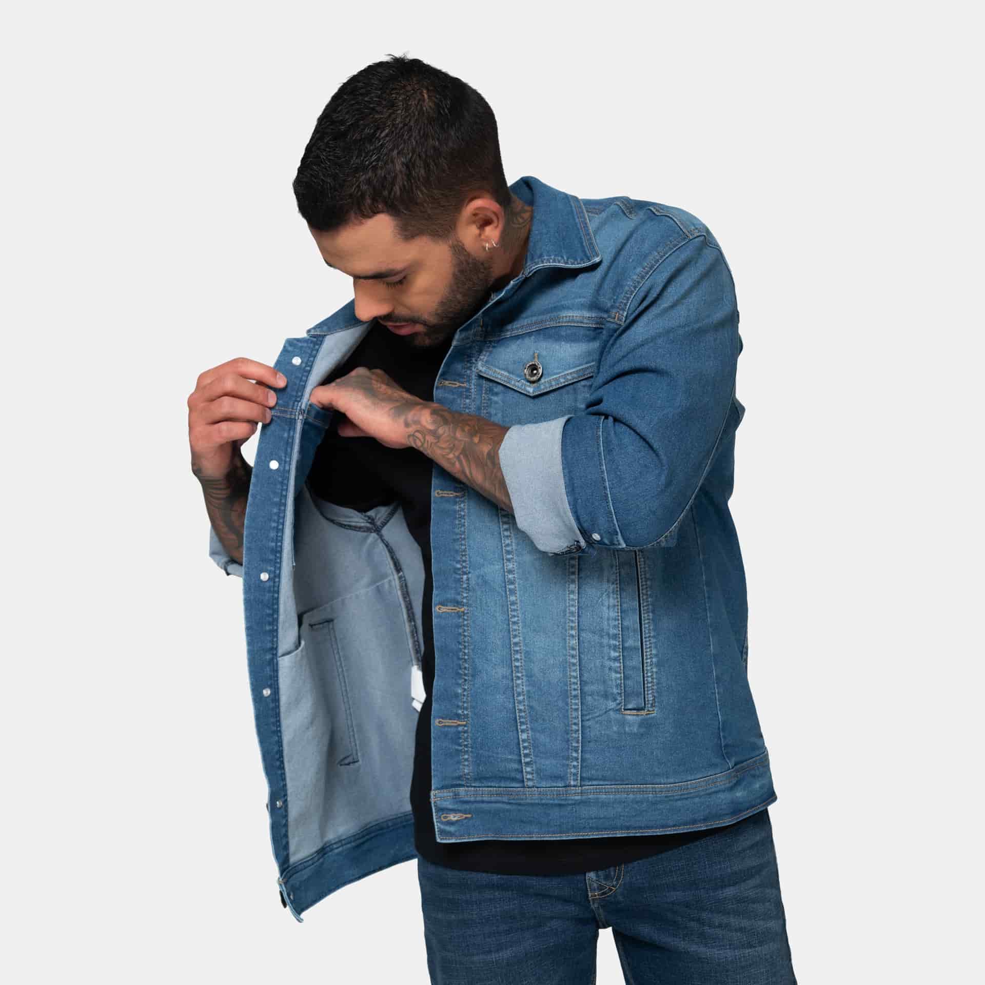 Chaqueta Denim Clásica Azul Medio - miniatura 3
