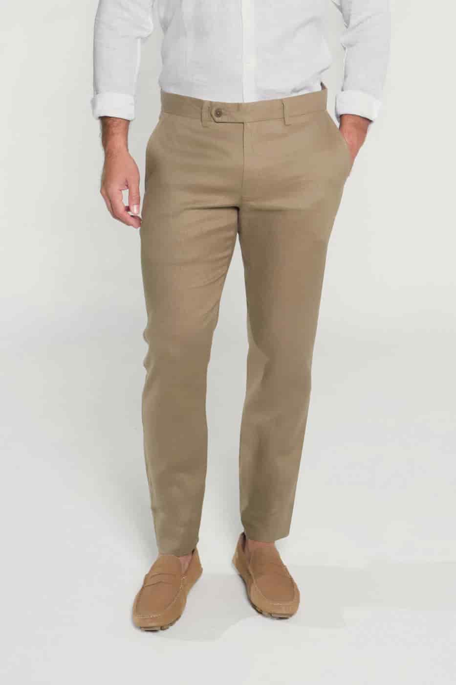 Pantalón Slim Lino Olive - miniatura 1