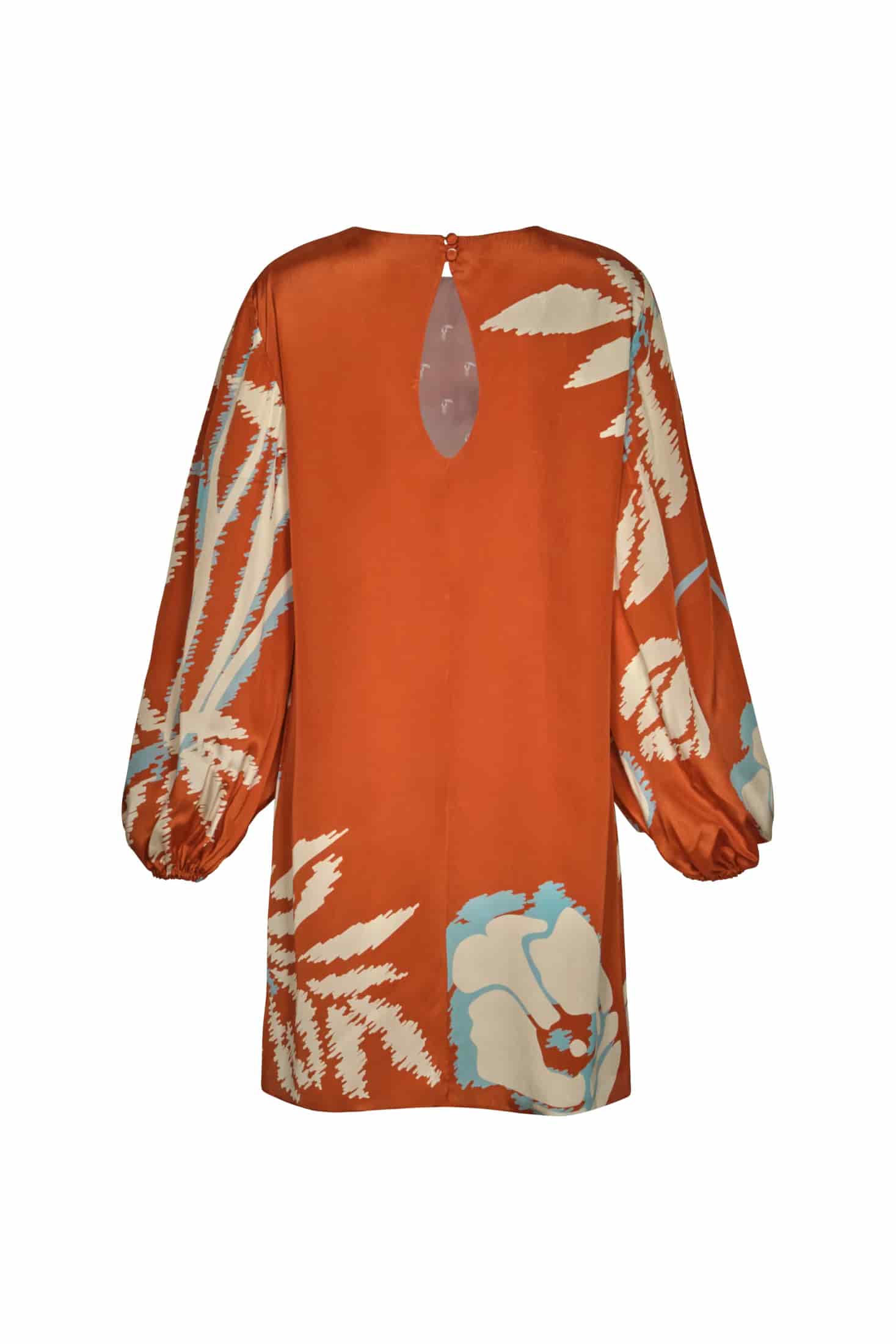 Lisboa Crepe Chine Mini Dress / Orange Gladiolos - miniatura 8
