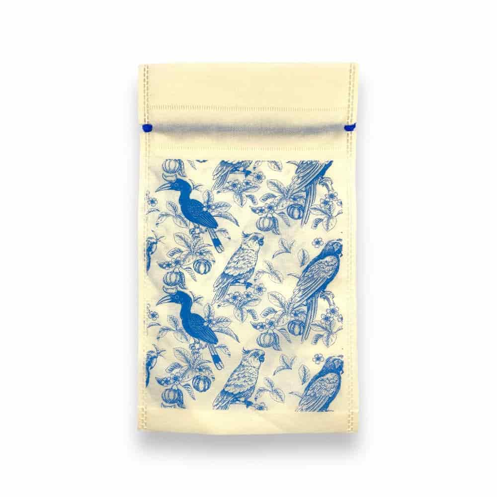 Bolsa en Tela Pequeña Aves Azules Reciclable y Reutillizable. Medidas 20*33 - miniatura 1