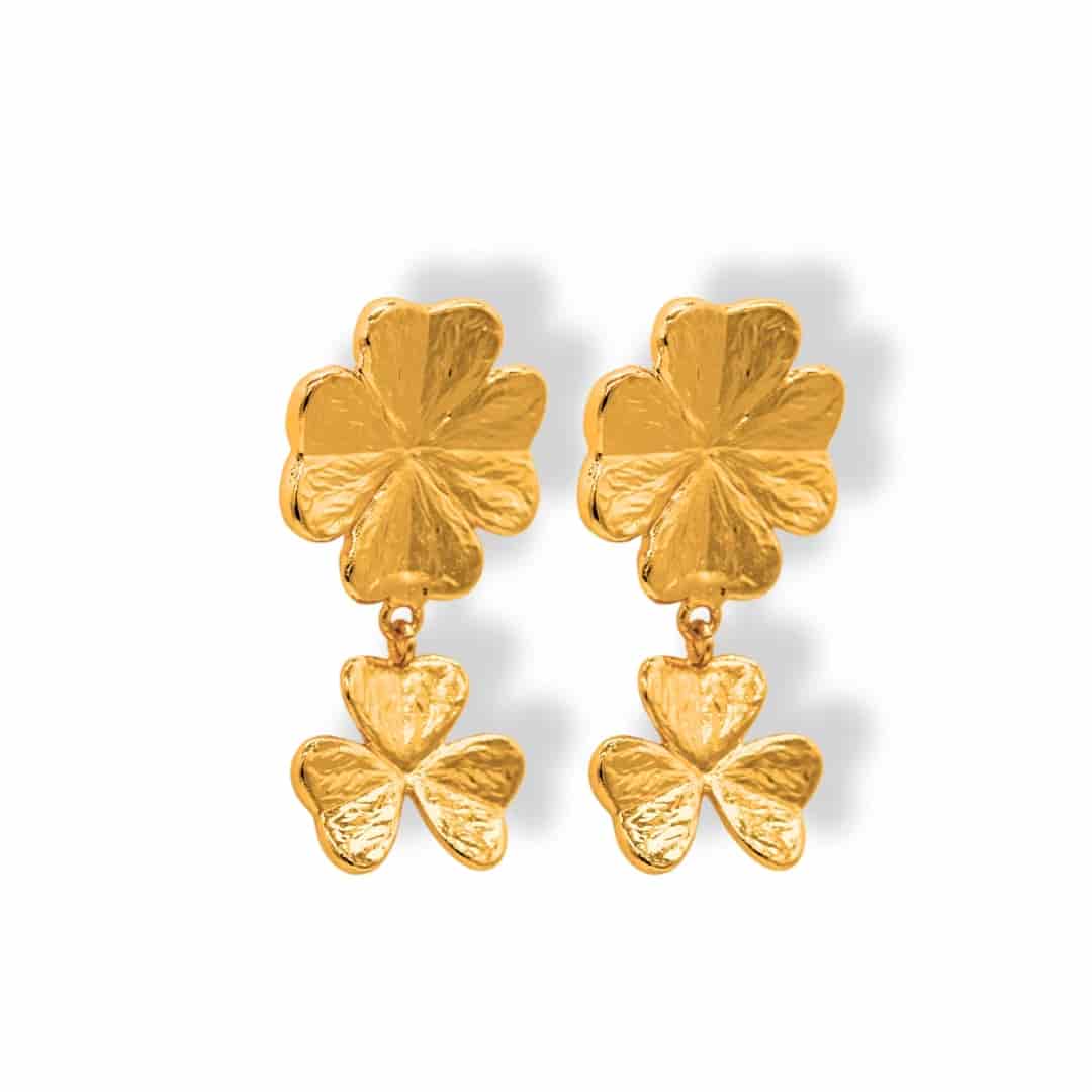 Aretes largos dobles de trébol - miniatura 2